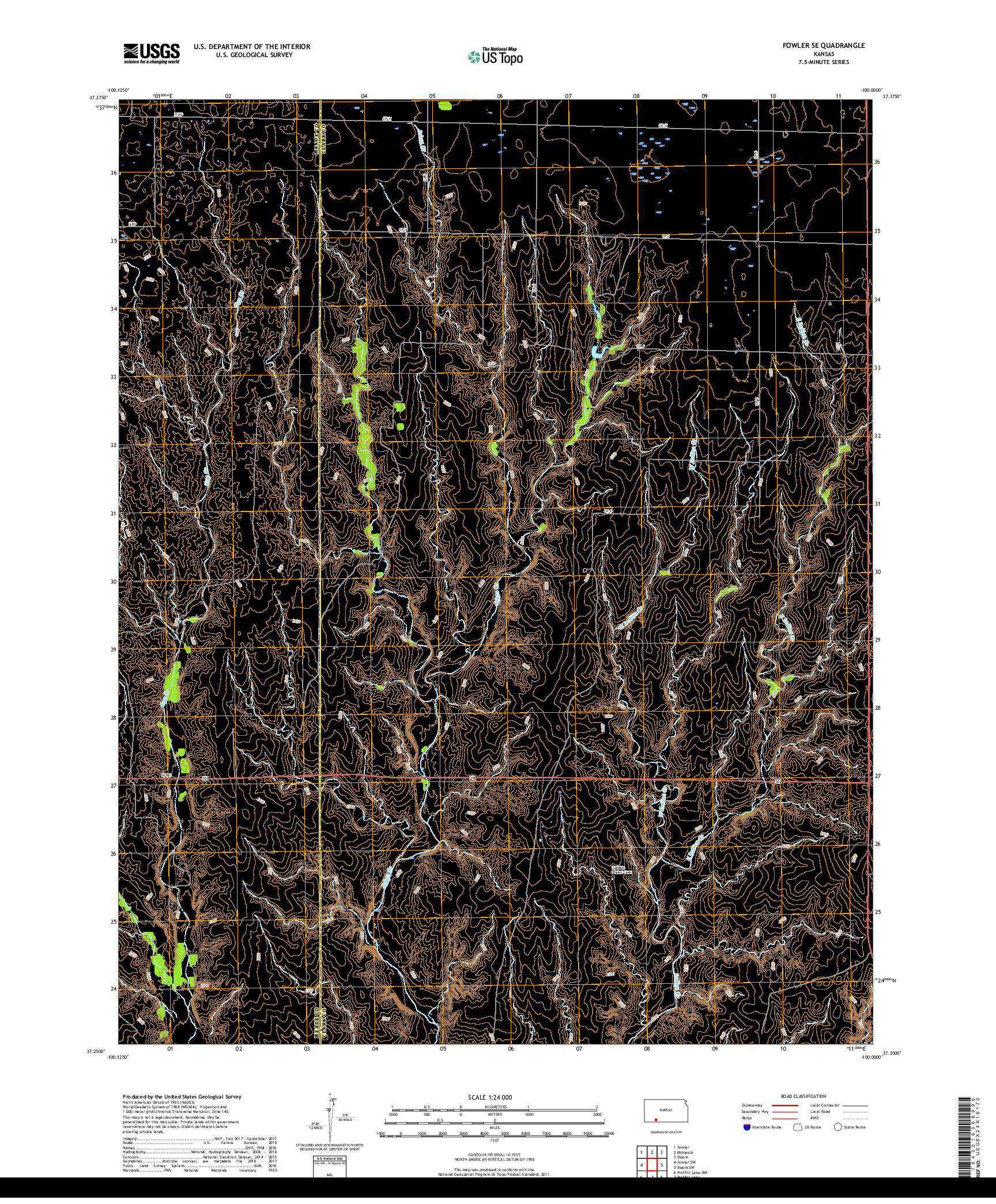 USGS US TOPO 7.5-MINUTE MAP FOR FOWLER SE, KS 2018