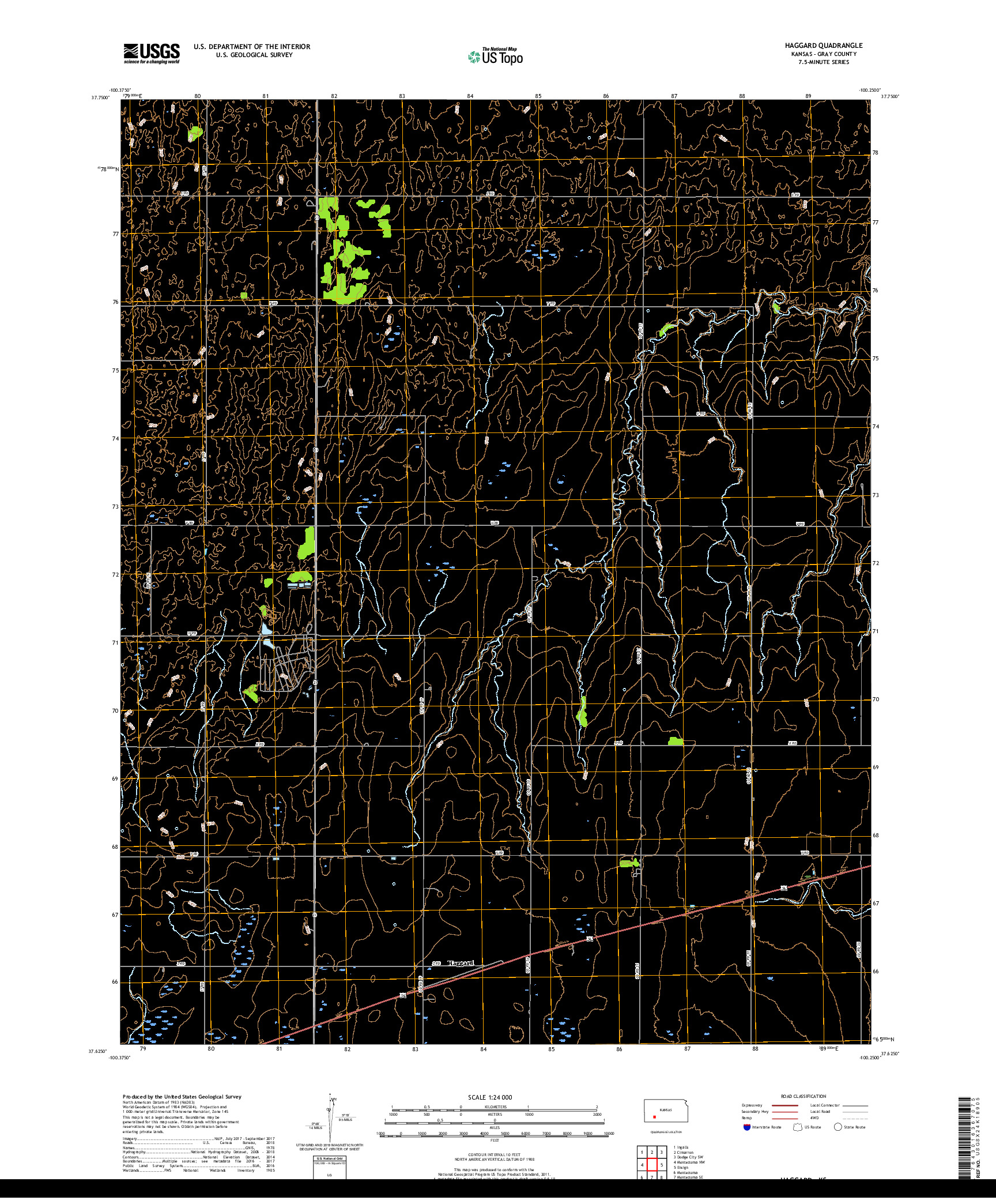 USGS US TOPO 7.5-MINUTE MAP FOR HAGGARD, KS 2018