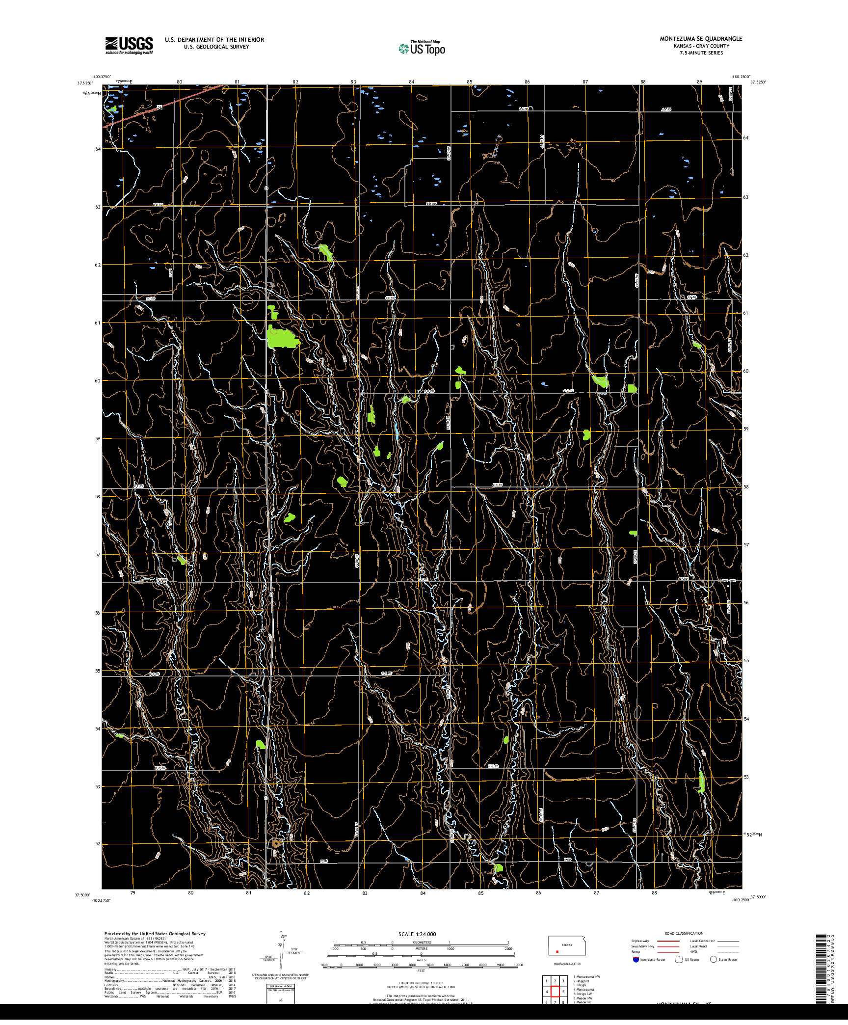 USGS US TOPO 7.5-MINUTE MAP FOR MONTEZUMA SE, KS 2018