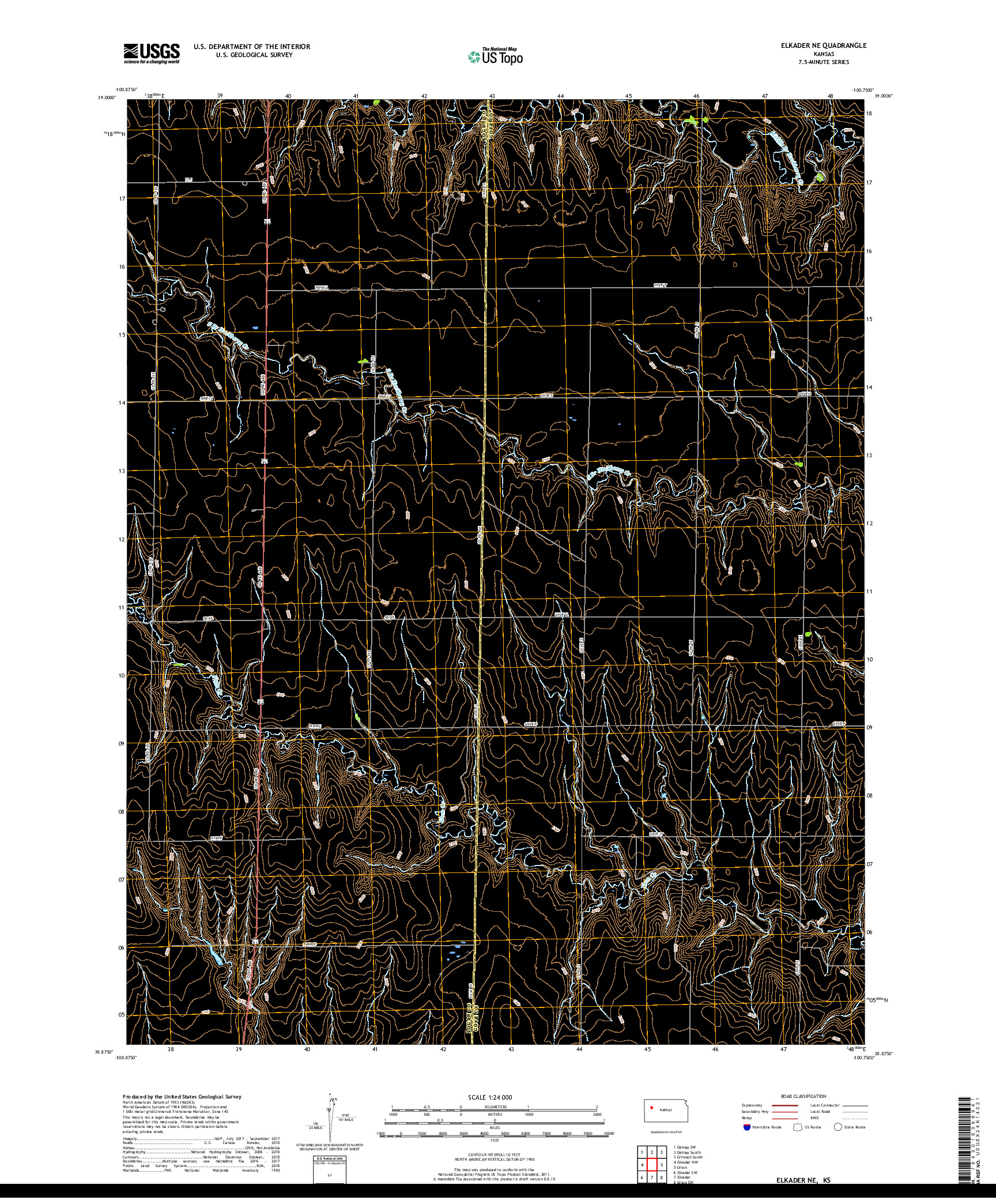 USGS US TOPO 7.5-MINUTE MAP FOR ELKADER NE, KS 2018