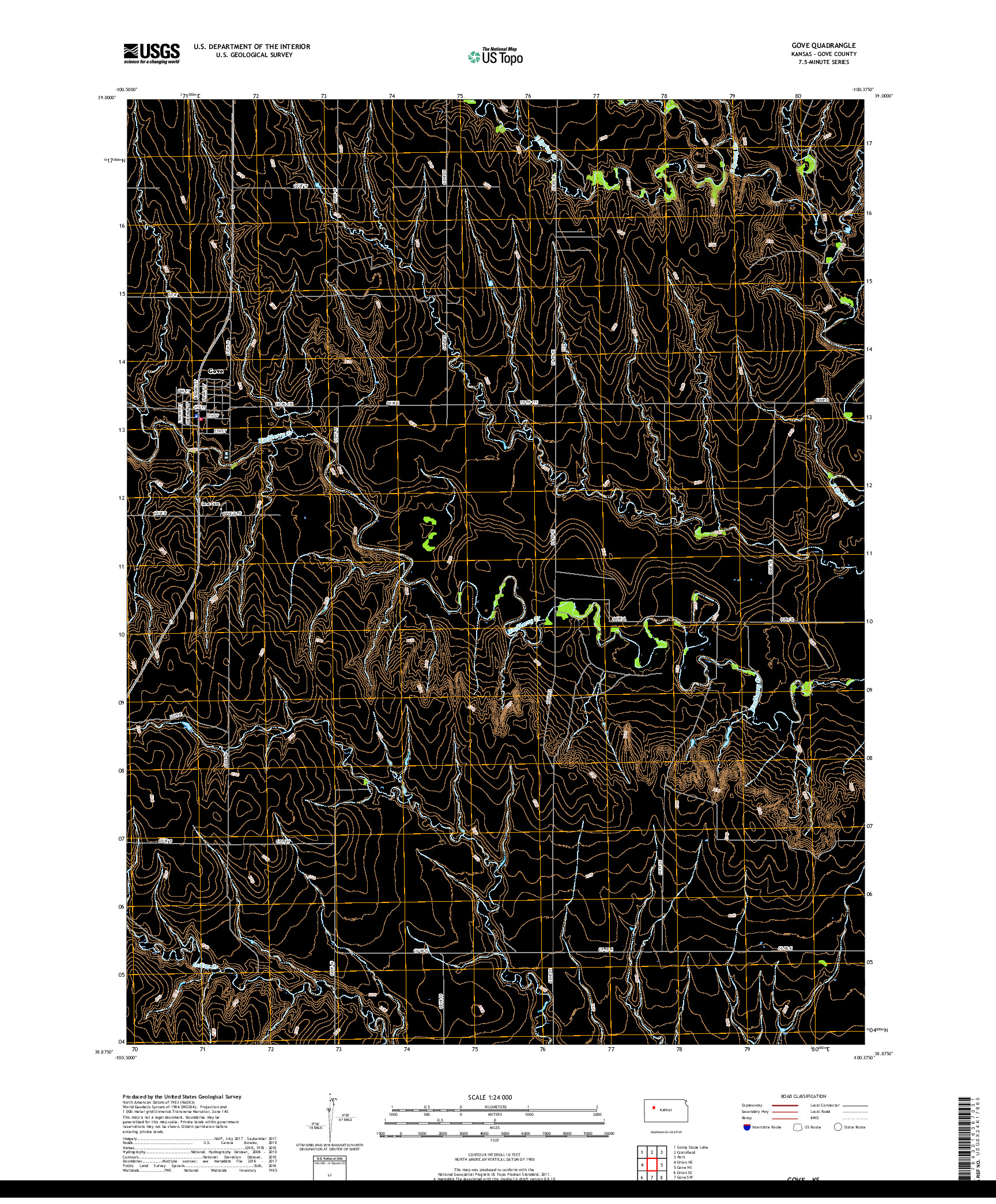 USGS US TOPO 7.5-MINUTE MAP FOR GOVE, KS 2018