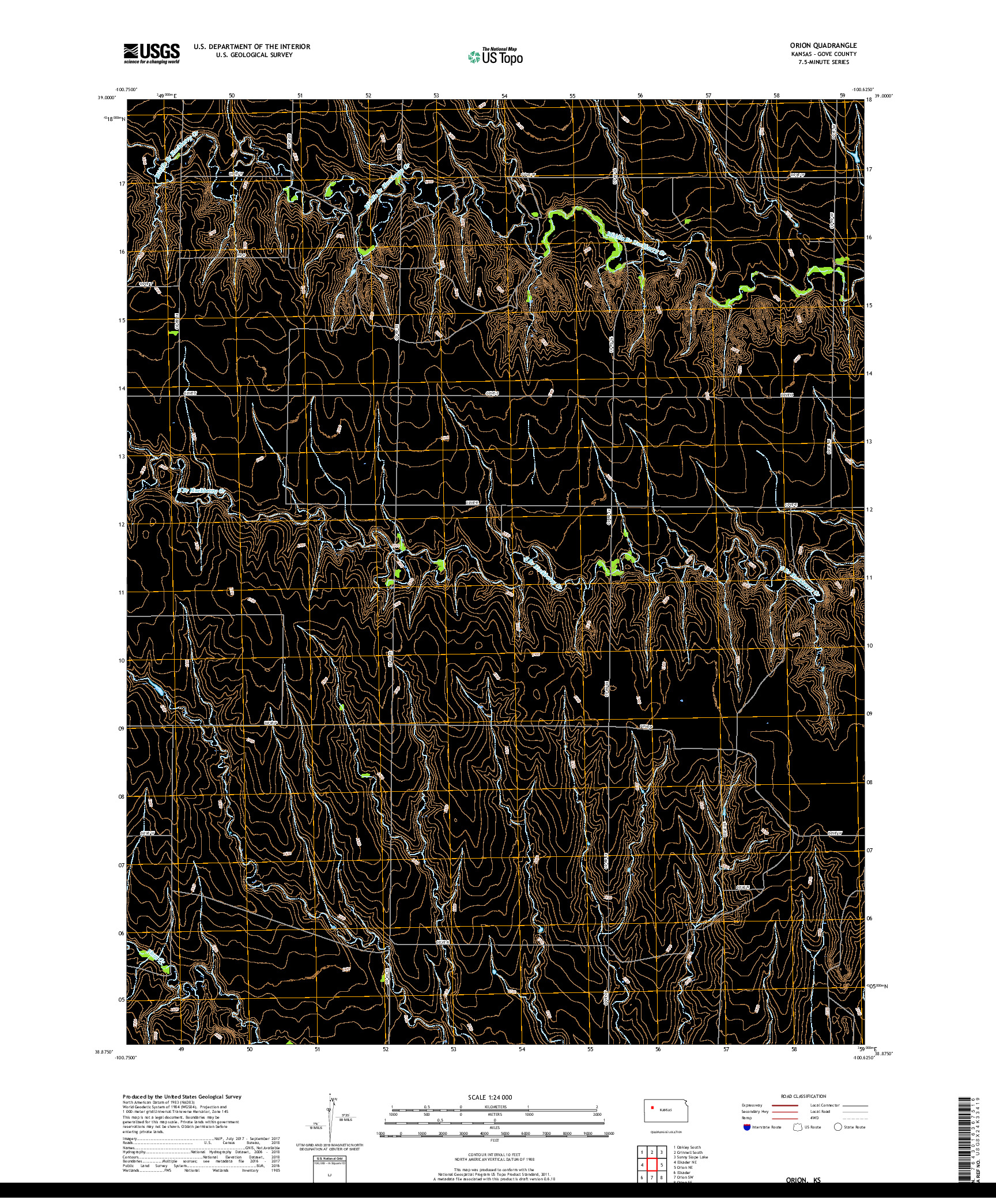 USGS US TOPO 7.5-MINUTE MAP FOR ORION, KS 2018