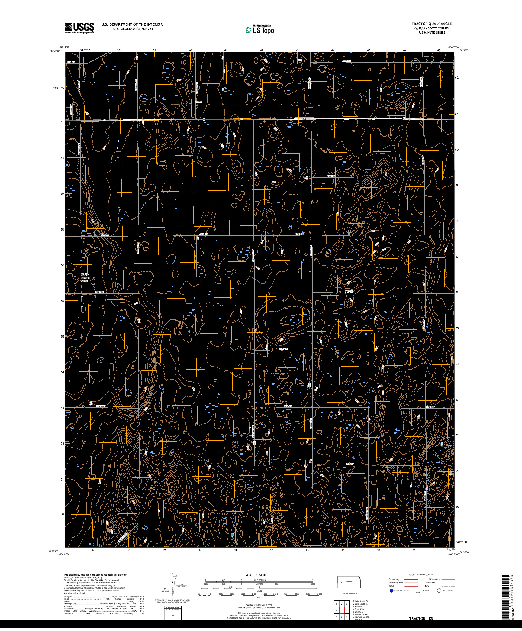 USGS US TOPO 7.5-MINUTE MAP FOR TRACTOR, KS 2018