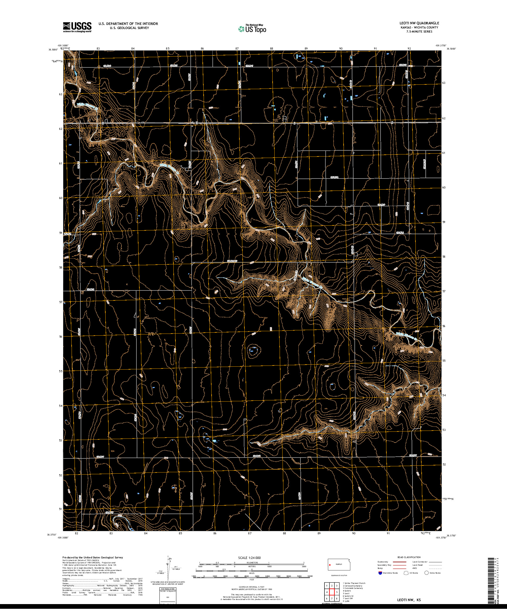 USGS US TOPO 7.5-MINUTE MAP FOR LEOTI NW, KS 2018