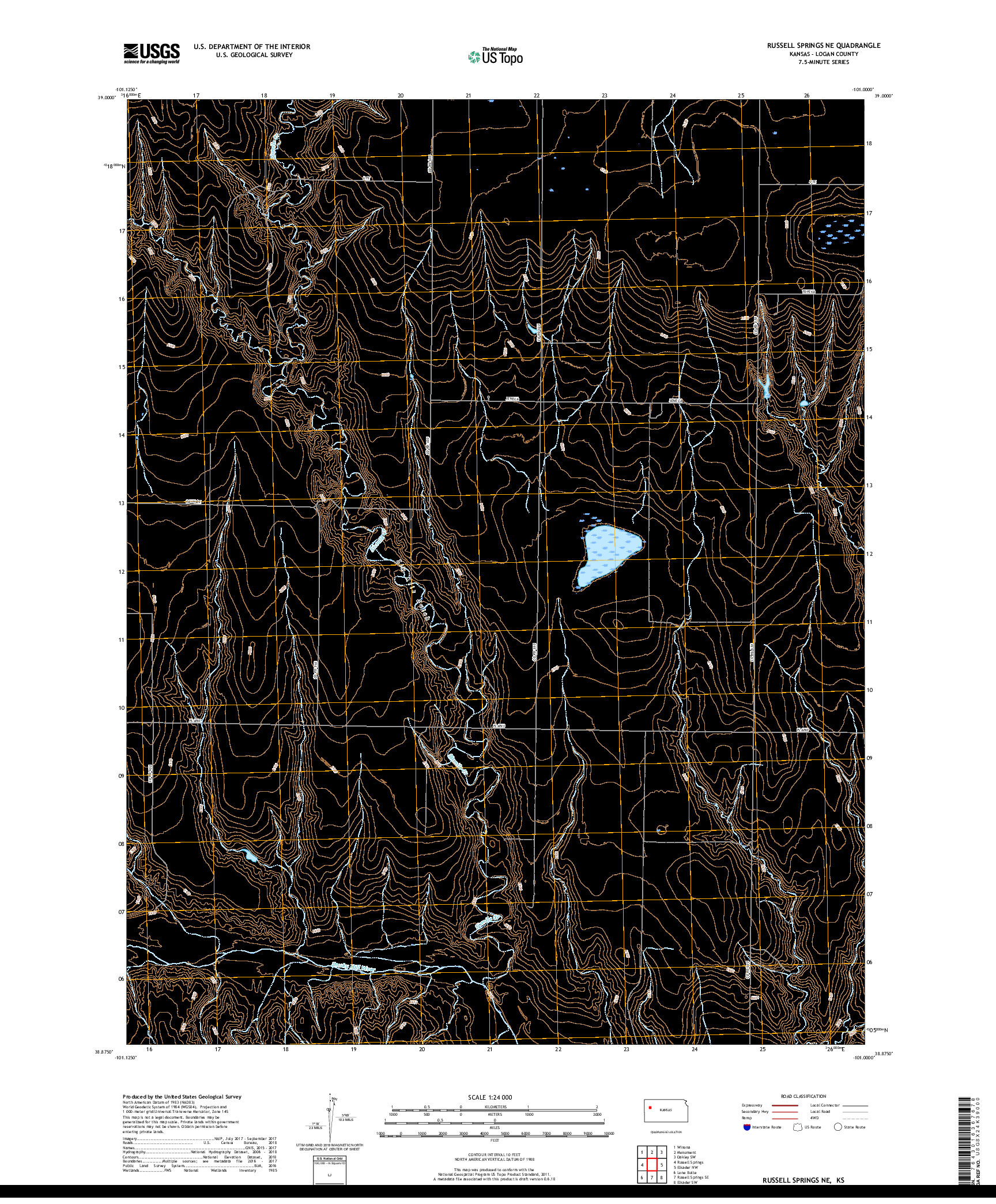 USGS US TOPO 7.5-MINUTE MAP FOR RUSSELL SPRINGS NE, KS 2018