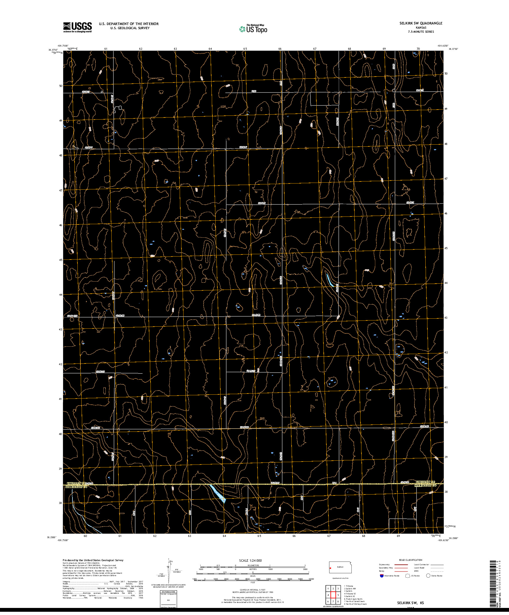 USGS US TOPO 7.5-MINUTE MAP FOR SELKIRK SW, KS 2018