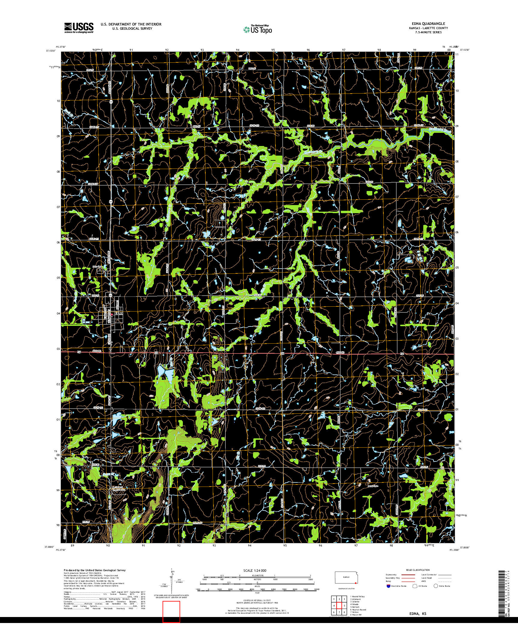 USGS US TOPO 7.5-MINUTE MAP FOR EDNA, KS 2018