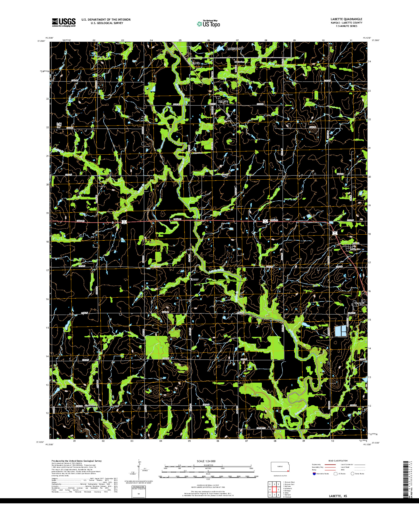 USGS US TOPO 7.5-MINUTE MAP FOR LABETTE, KS 2018