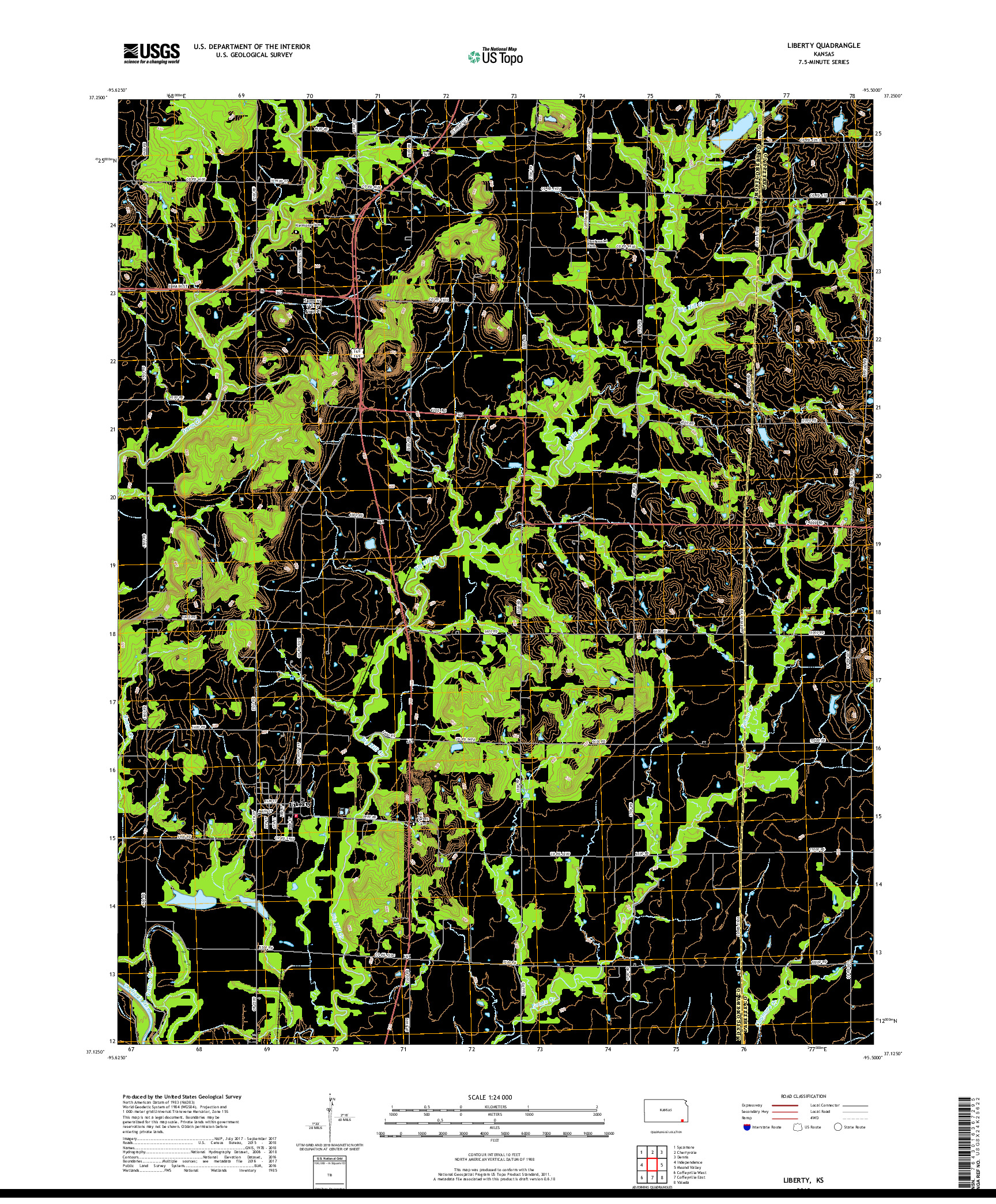 USGS US TOPO 7.5-MINUTE MAP FOR LIBERTY, KS 2018