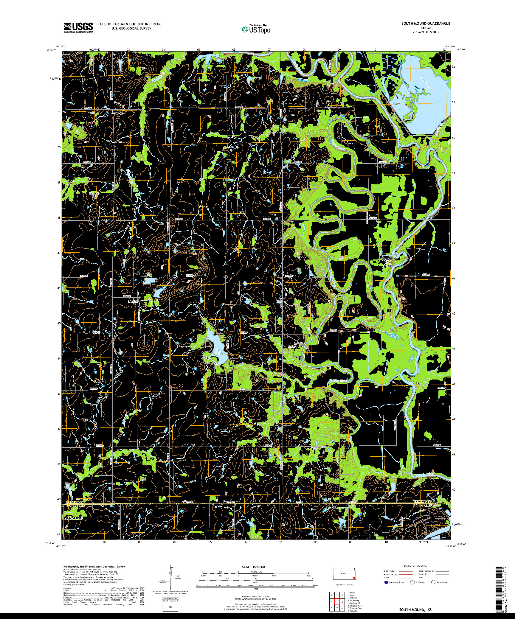 USGS US TOPO 7.5-MINUTE MAP FOR SOUTH MOUND, KS 2018