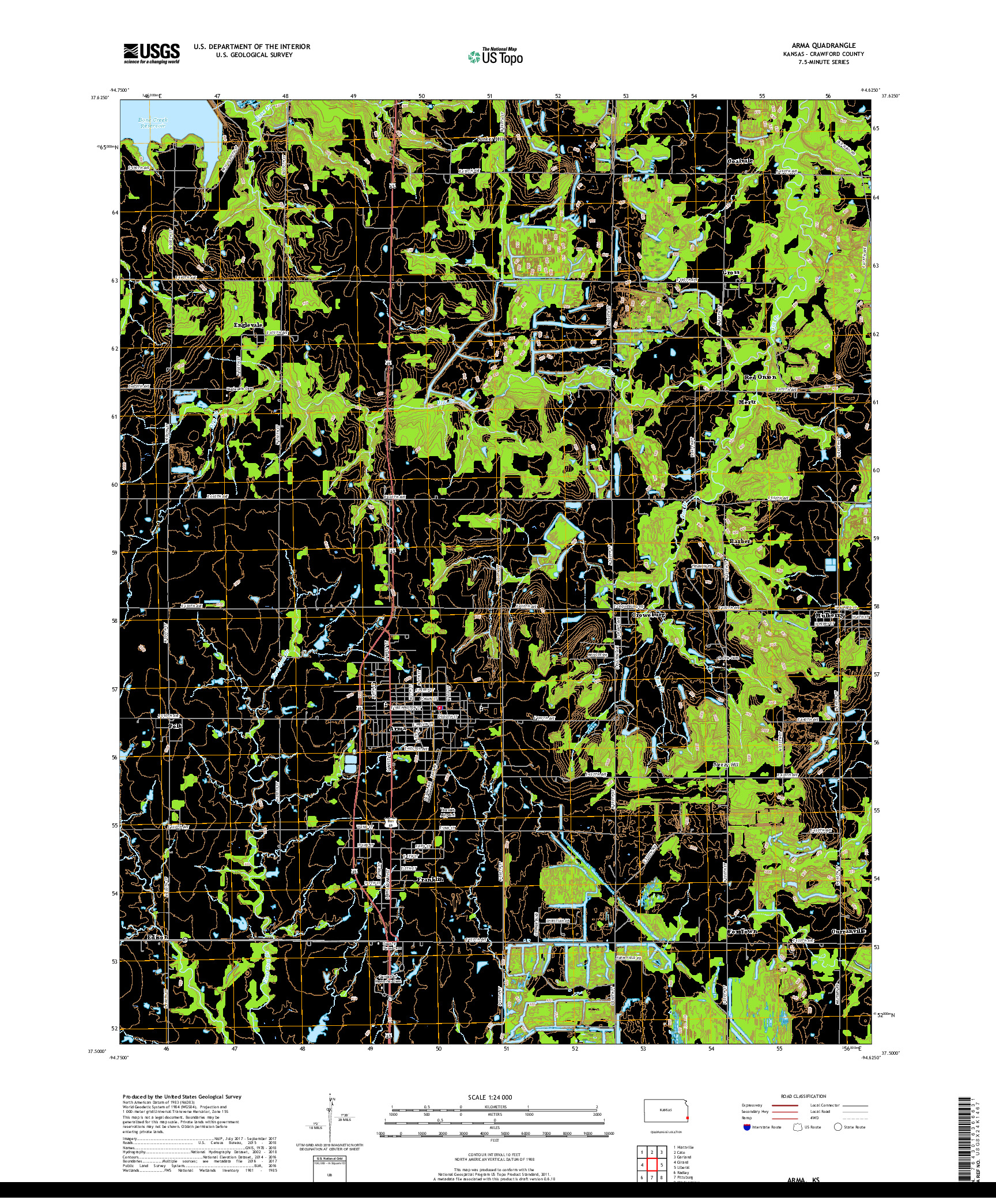 USGS US TOPO 7.5-MINUTE MAP FOR ARMA, KS 2018