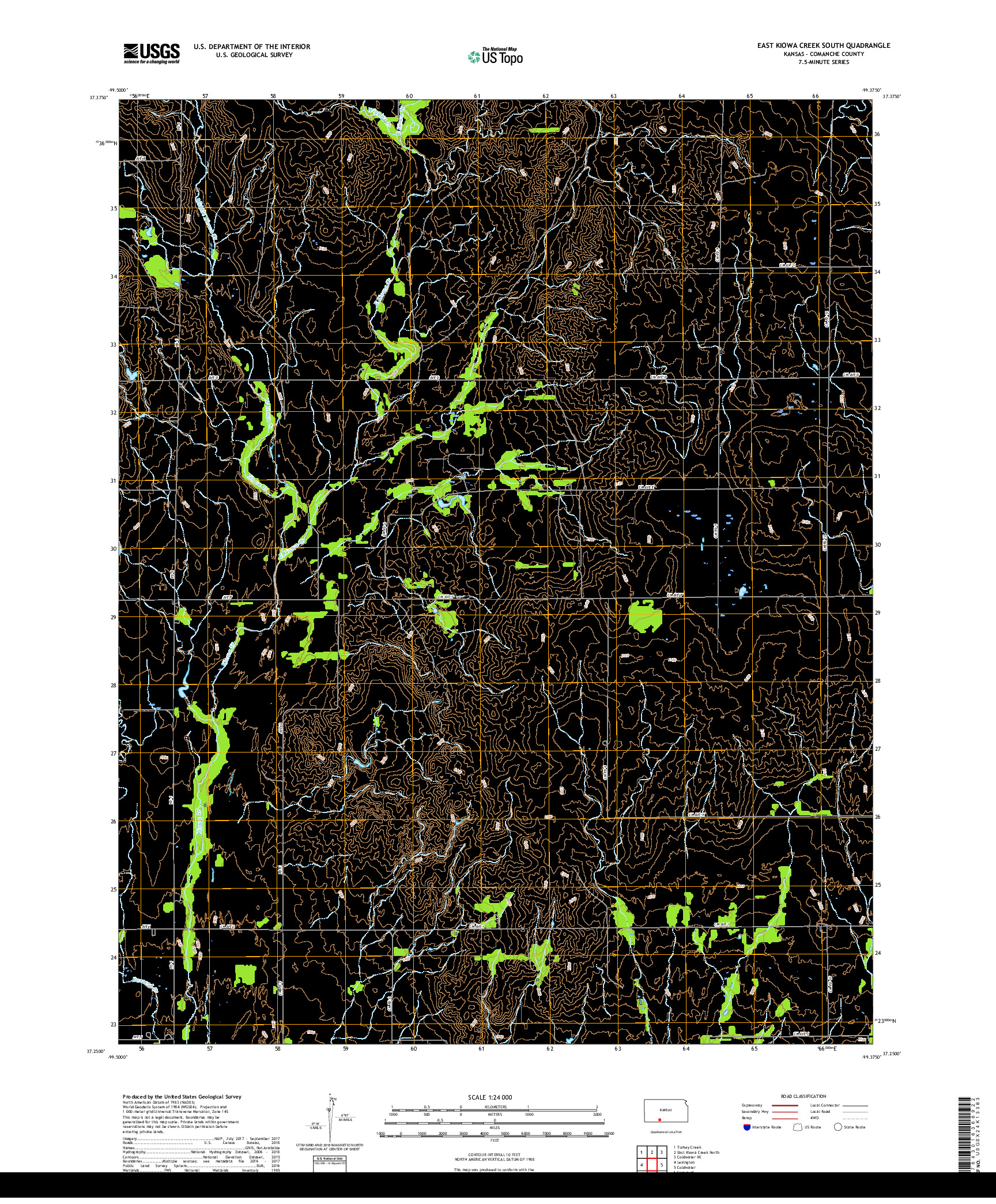 USGS US TOPO 7.5-MINUTE MAP FOR EAST KIOWA CREEK SOUTH, KS 2018