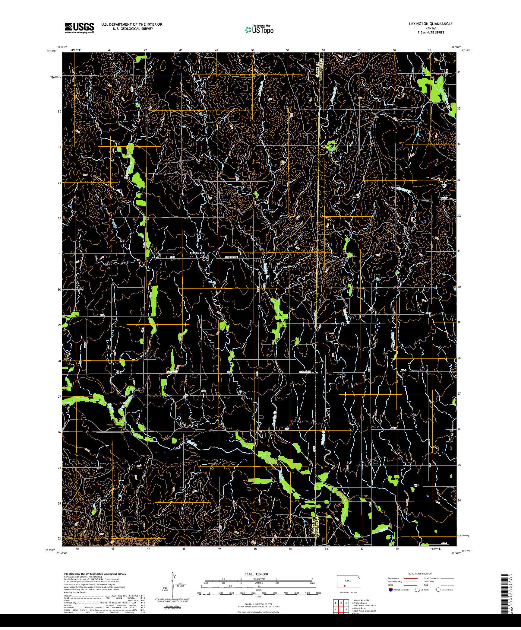 USGS US TOPO 7.5-MINUTE MAP FOR LEXINGTON, KS 2018