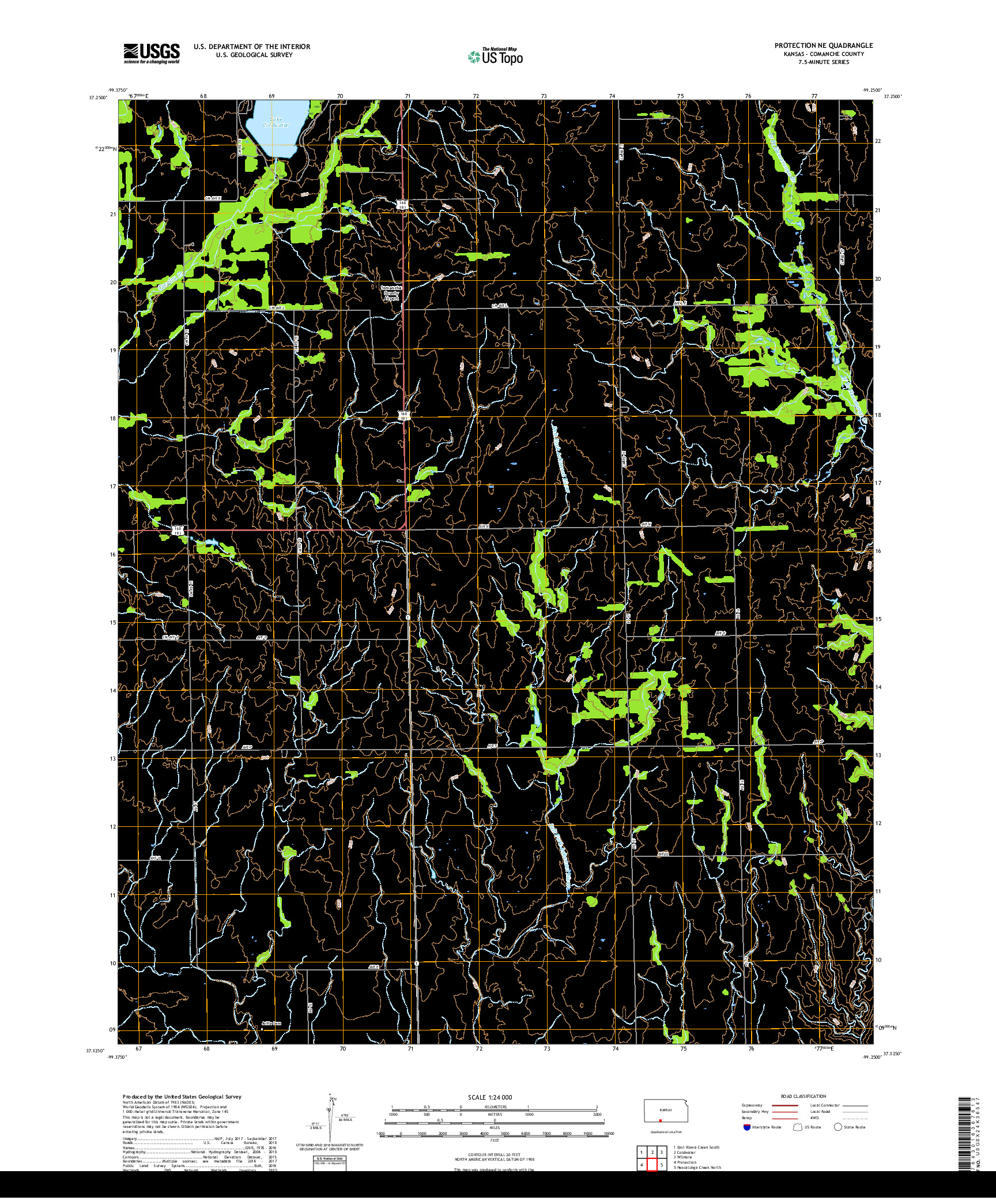 USGS US TOPO 7.5-MINUTE MAP FOR PROTECTION NE, KS 2018