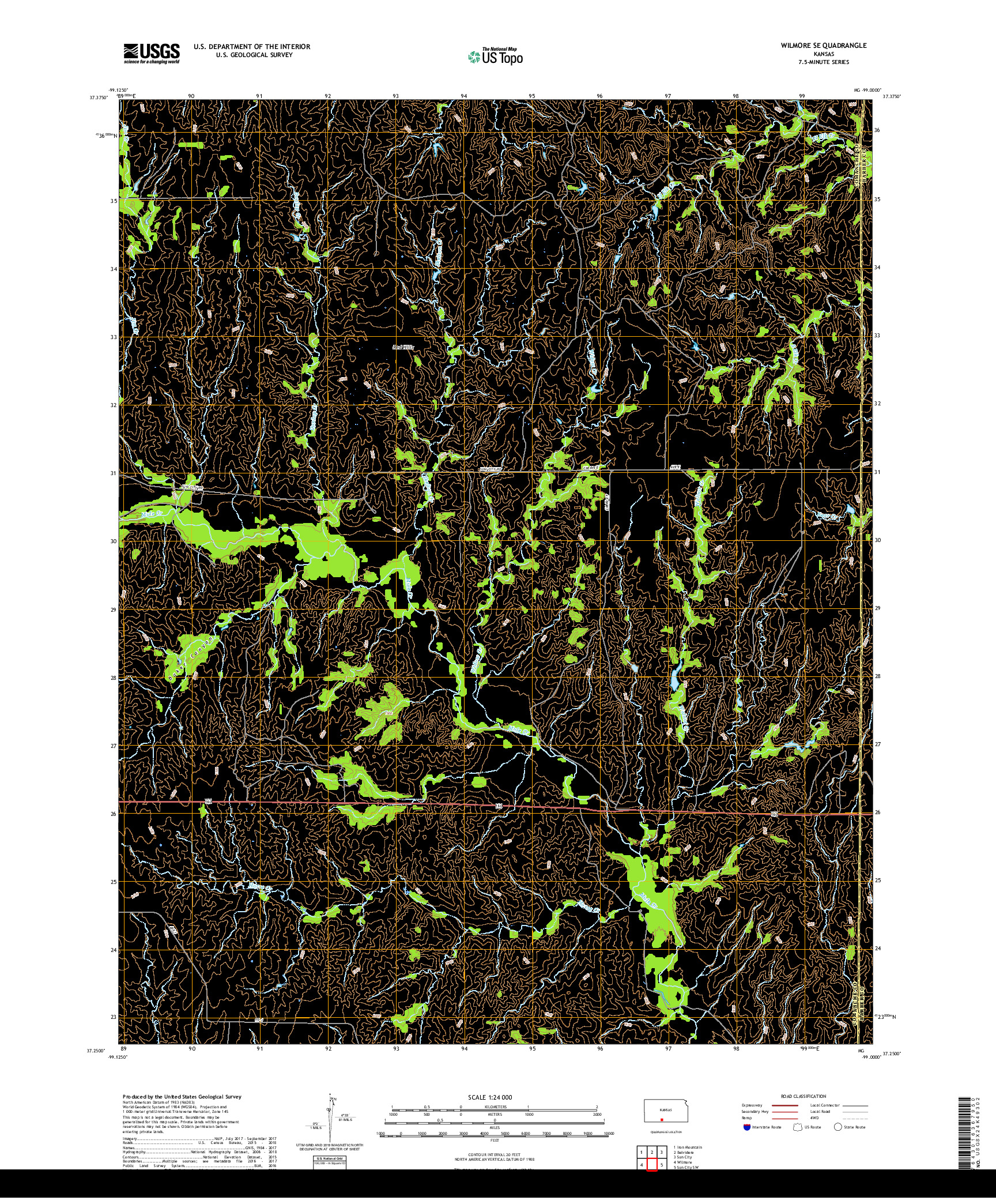 USGS US TOPO 7.5-MINUTE MAP FOR WILMORE SE, KS 2018