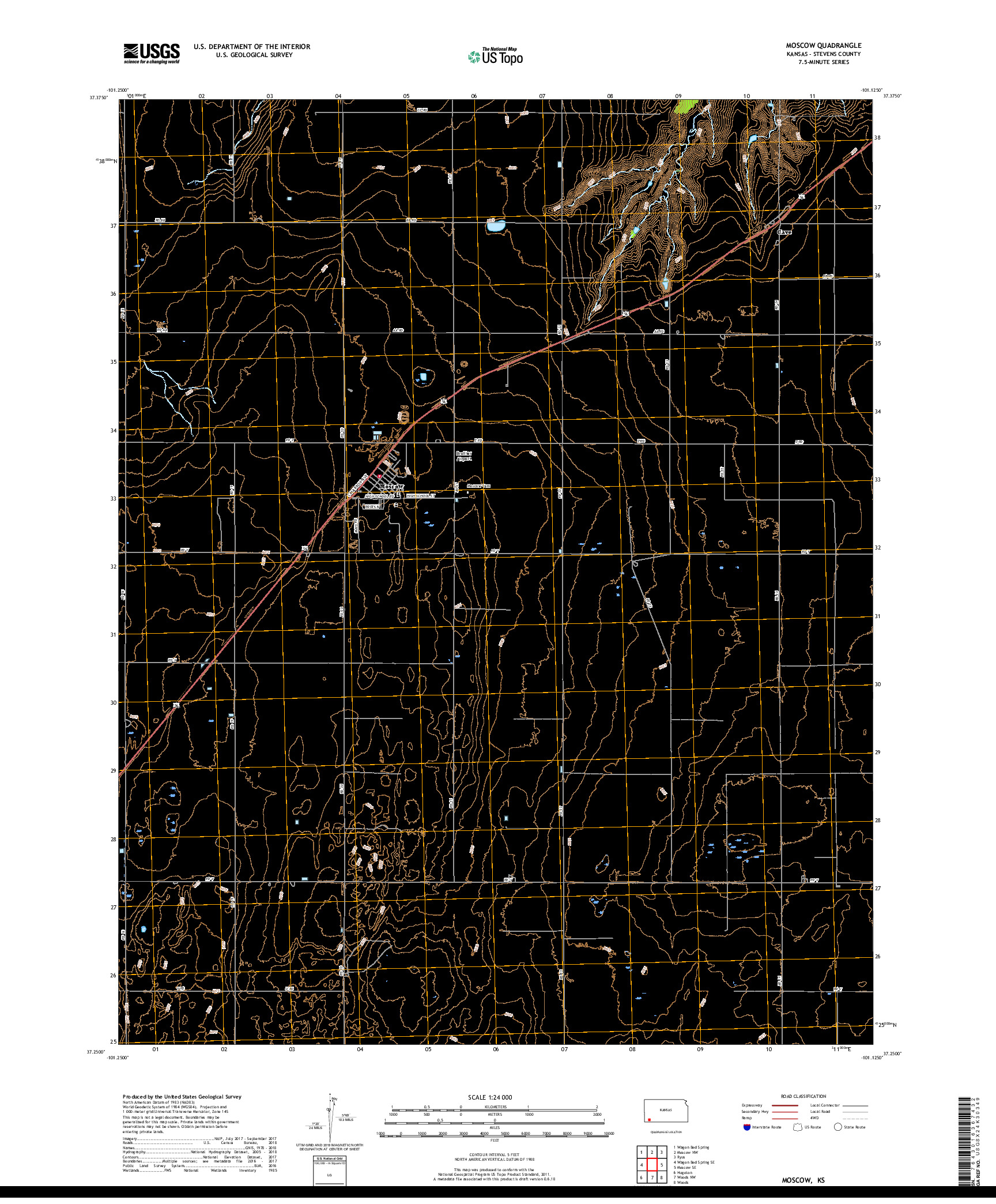 USGS US TOPO 7.5-MINUTE MAP FOR MOSCOW, KS 2018