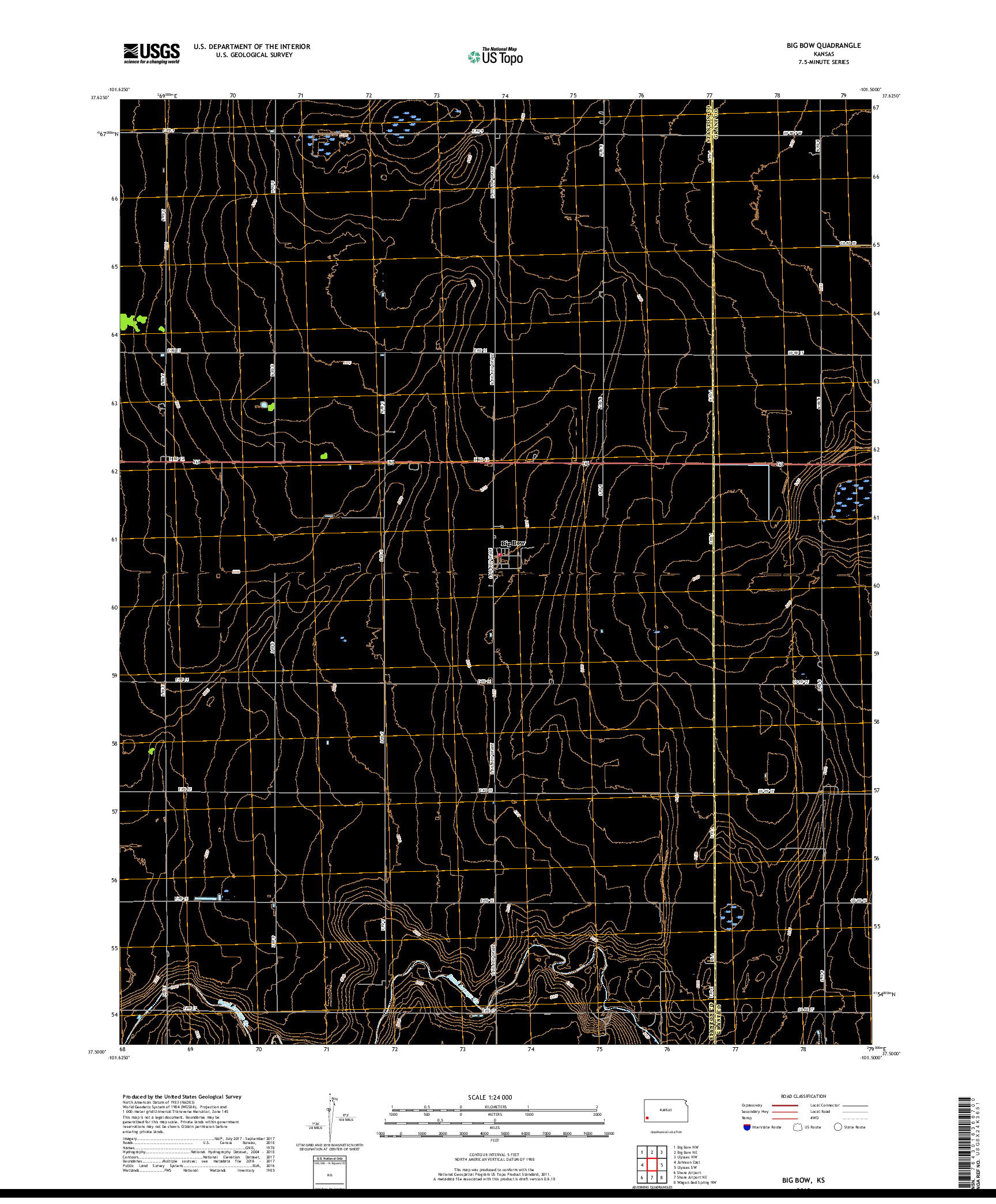 USGS US TOPO 7.5-MINUTE MAP FOR BIG BOW, KS 2018