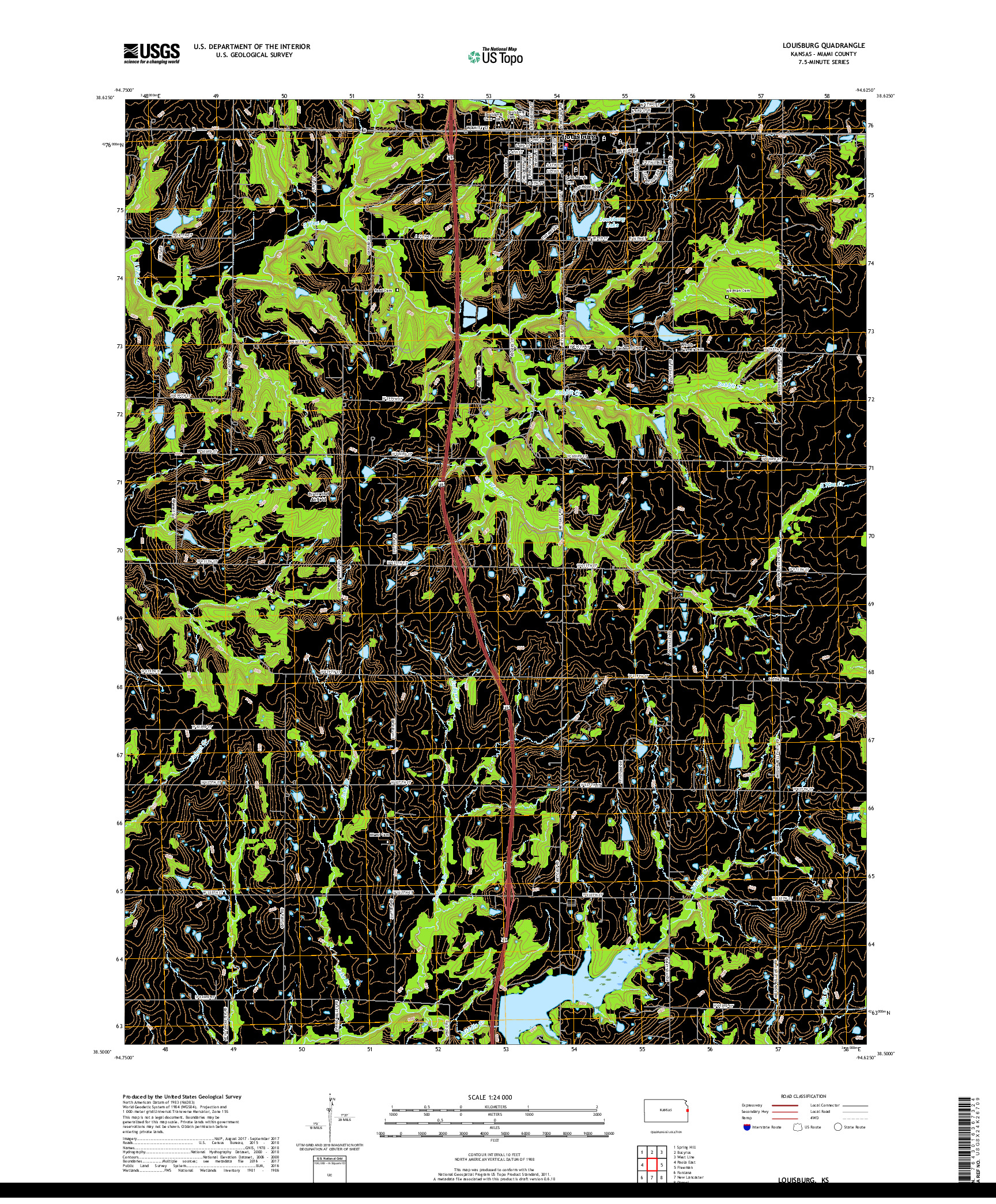 USGS US TOPO 7.5-MINUTE MAP FOR LOUISBURG, KS 2018