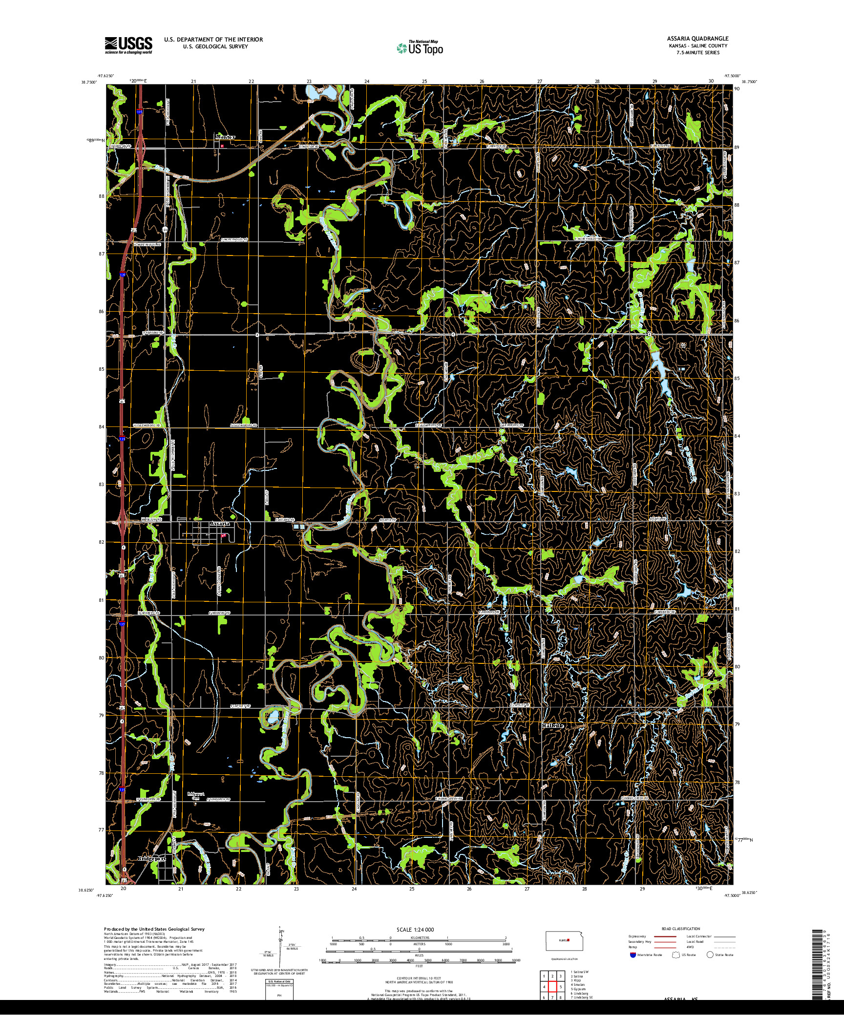 USGS US TOPO 7.5-MINUTE MAP FOR ASSARIA, KS 2018