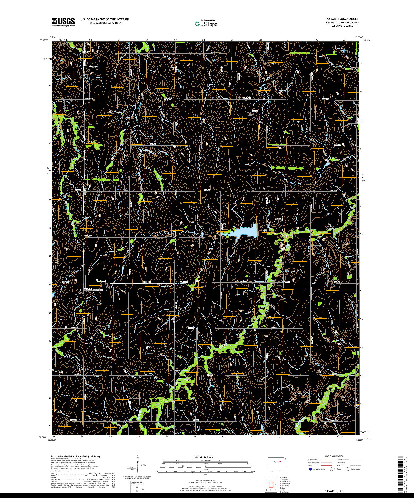 USGS US TOPO 7.5-MINUTE MAP FOR NAVARRE, KS 2018