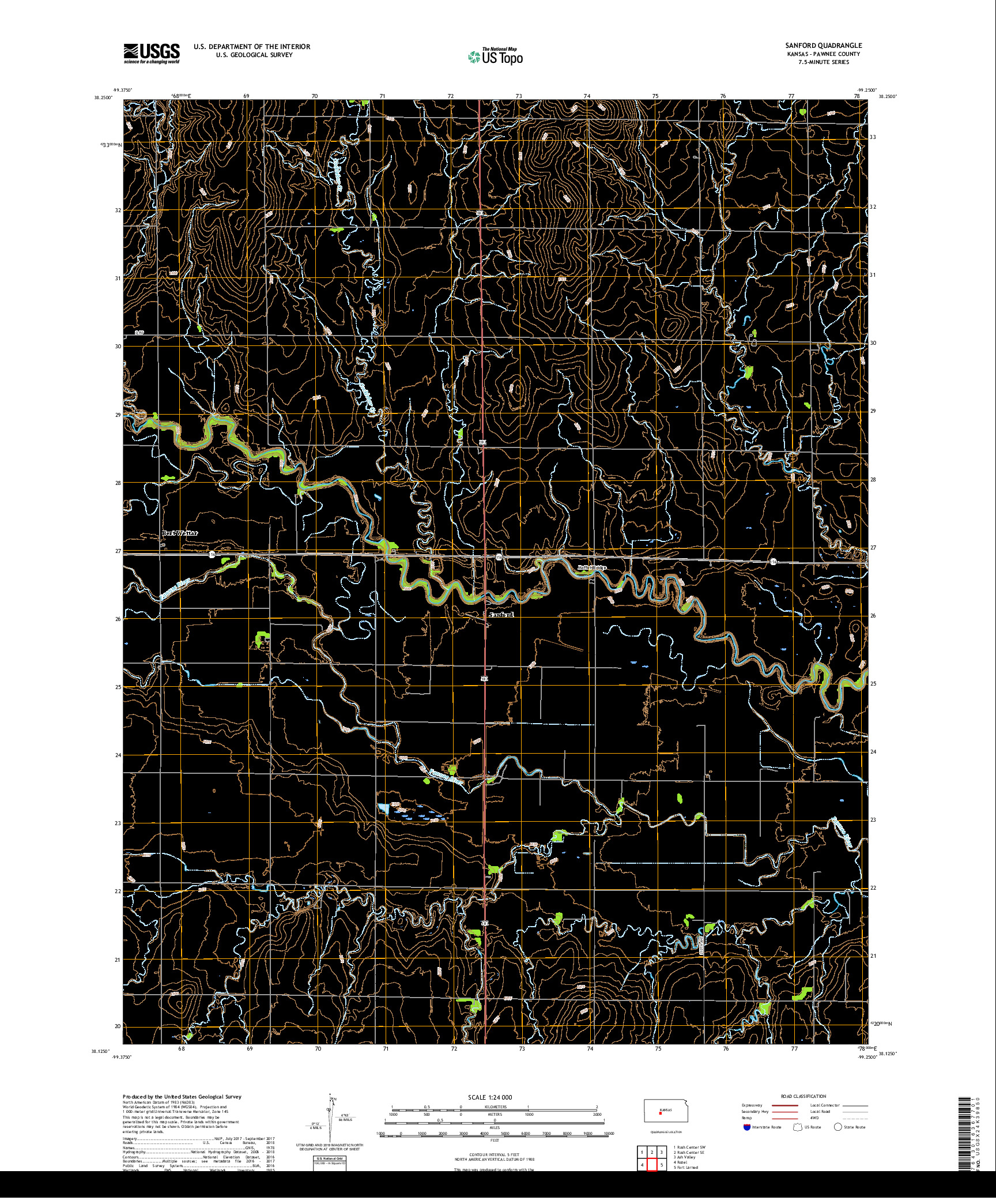 USGS US TOPO 7.5-MINUTE MAP FOR SANFORD, KS 2018