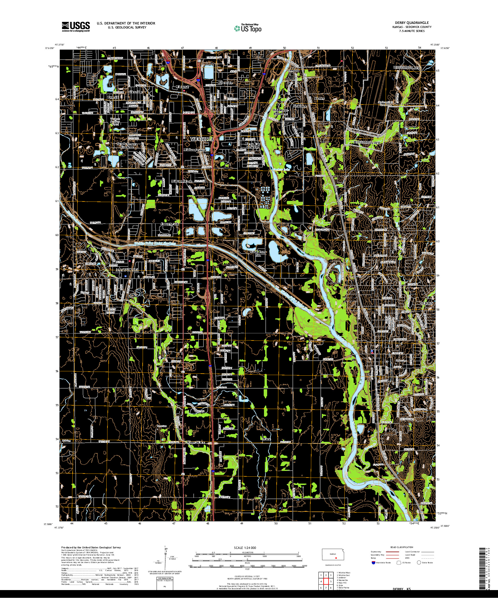 USGS US TOPO 7.5-MINUTE MAP FOR DERBY, KS 2018