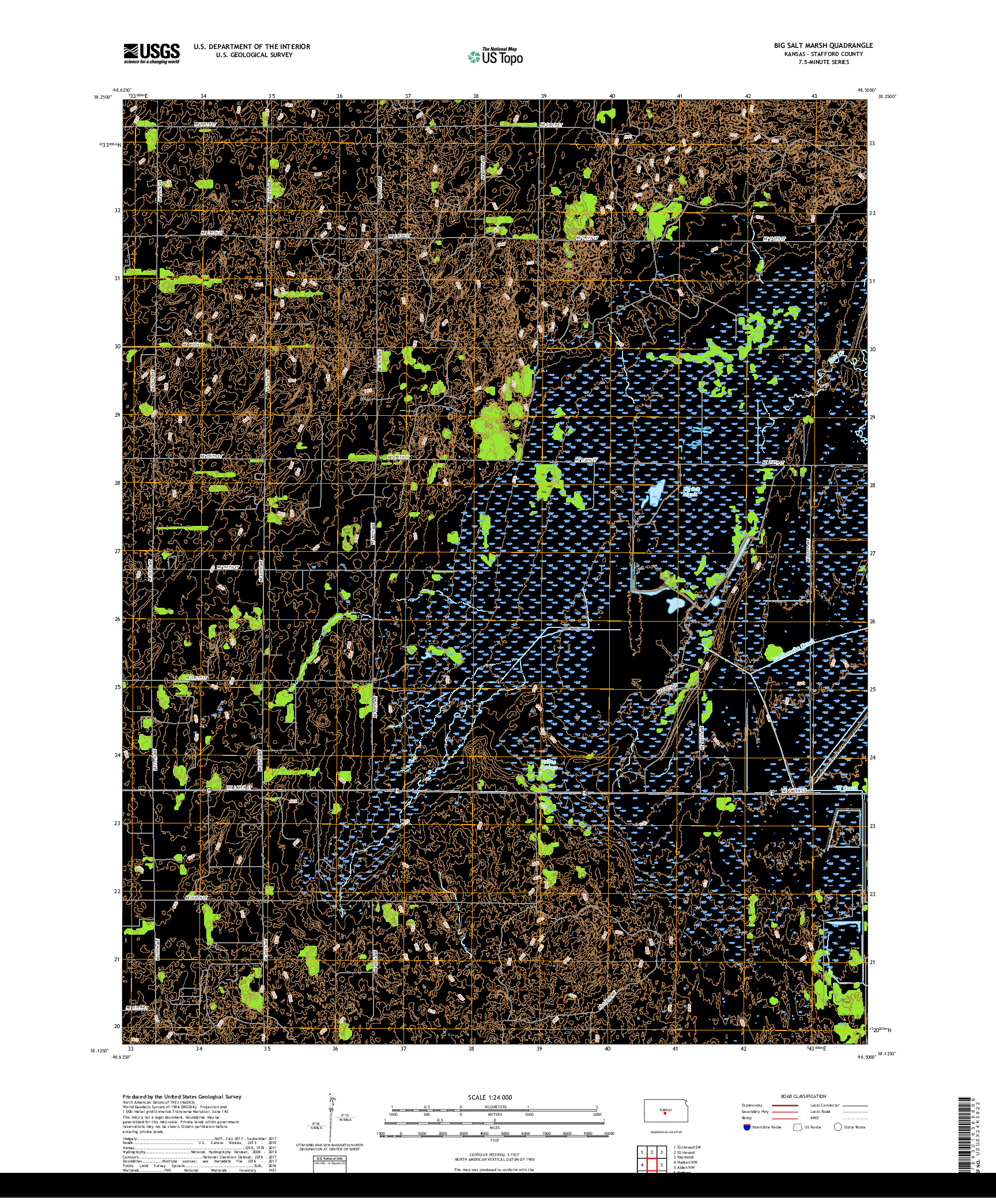 USGS US TOPO 7.5-MINUTE MAP FOR BIG SALT MARSH, KS 2018