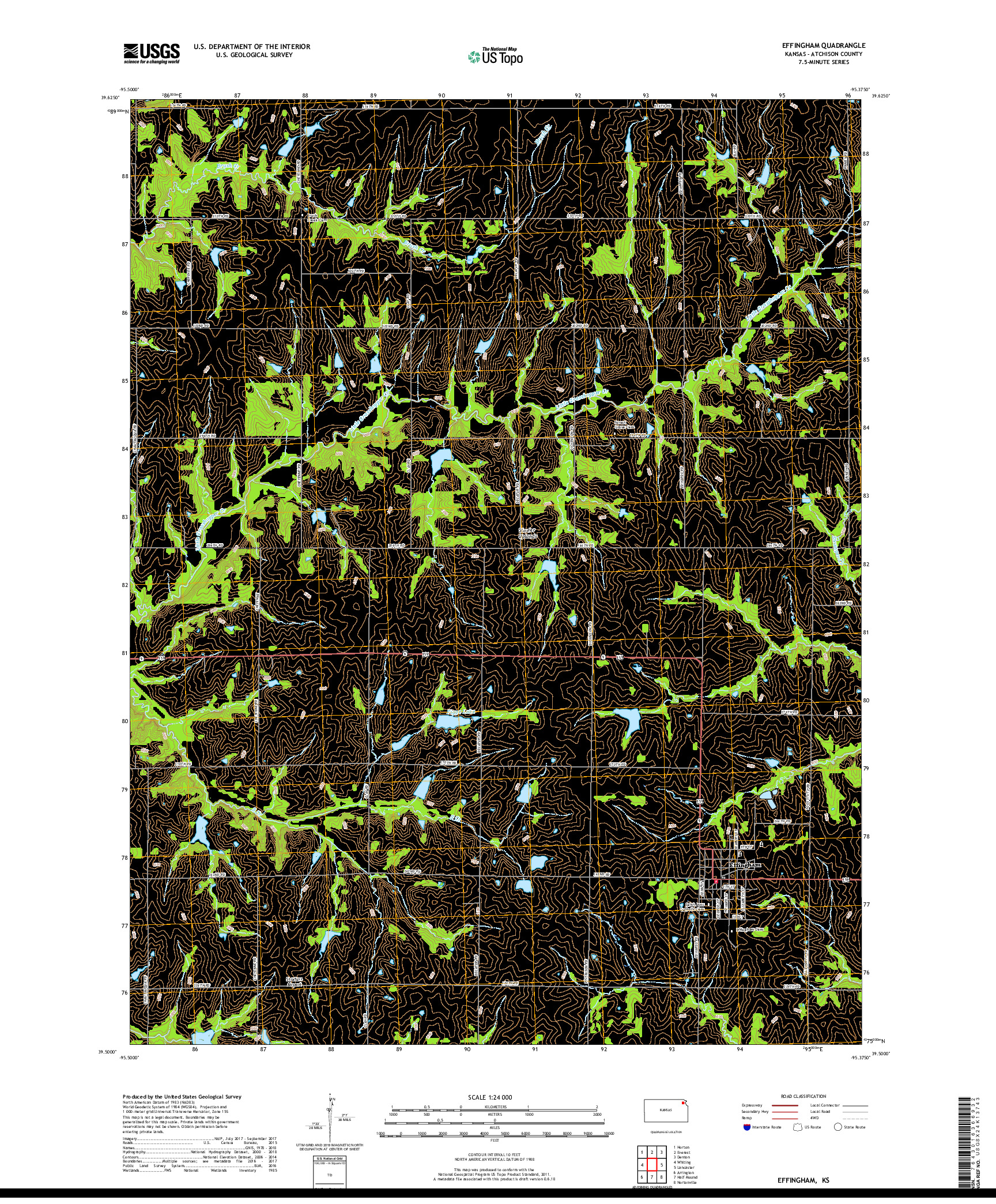 USGS US TOPO 7.5-MINUTE MAP FOR EFFINGHAM, KS 2018