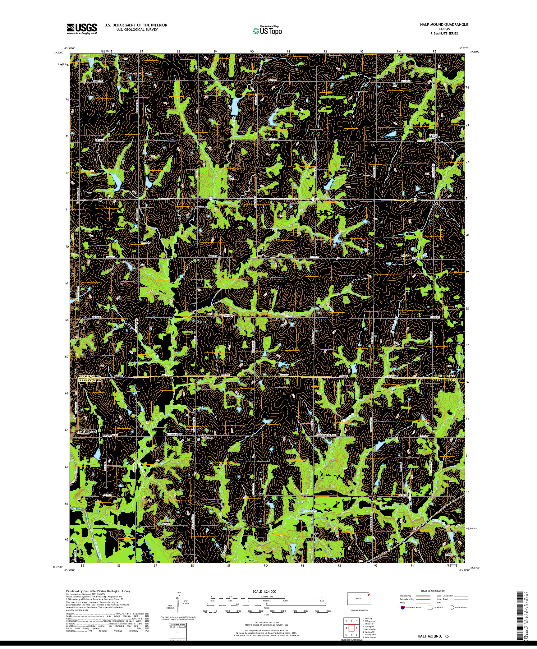 USGS US TOPO 7.5-MINUTE MAP FOR HALF MOUND, KS 2018