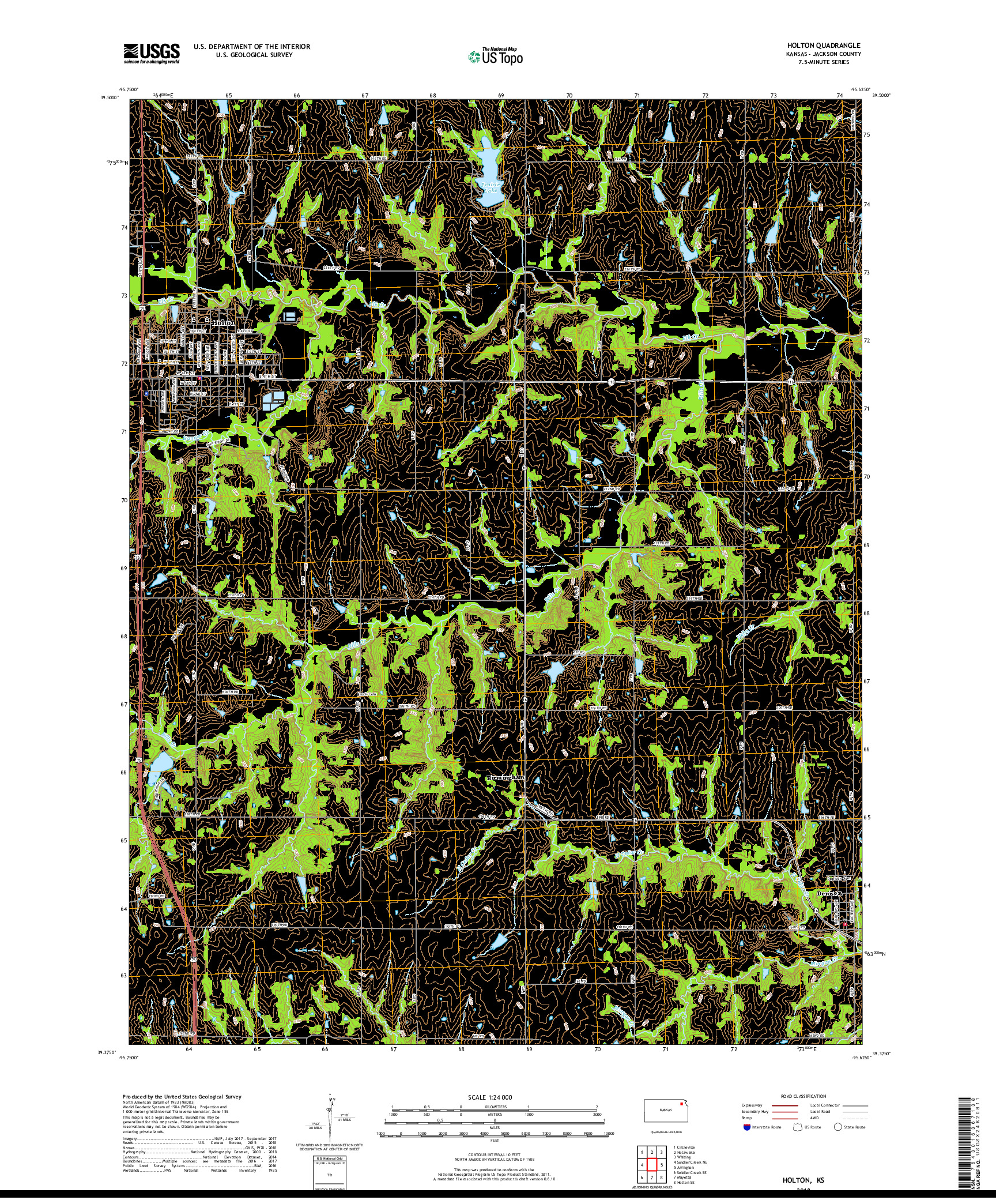 USGS US TOPO 7.5-MINUTE MAP FOR HOLTON, KS 2018