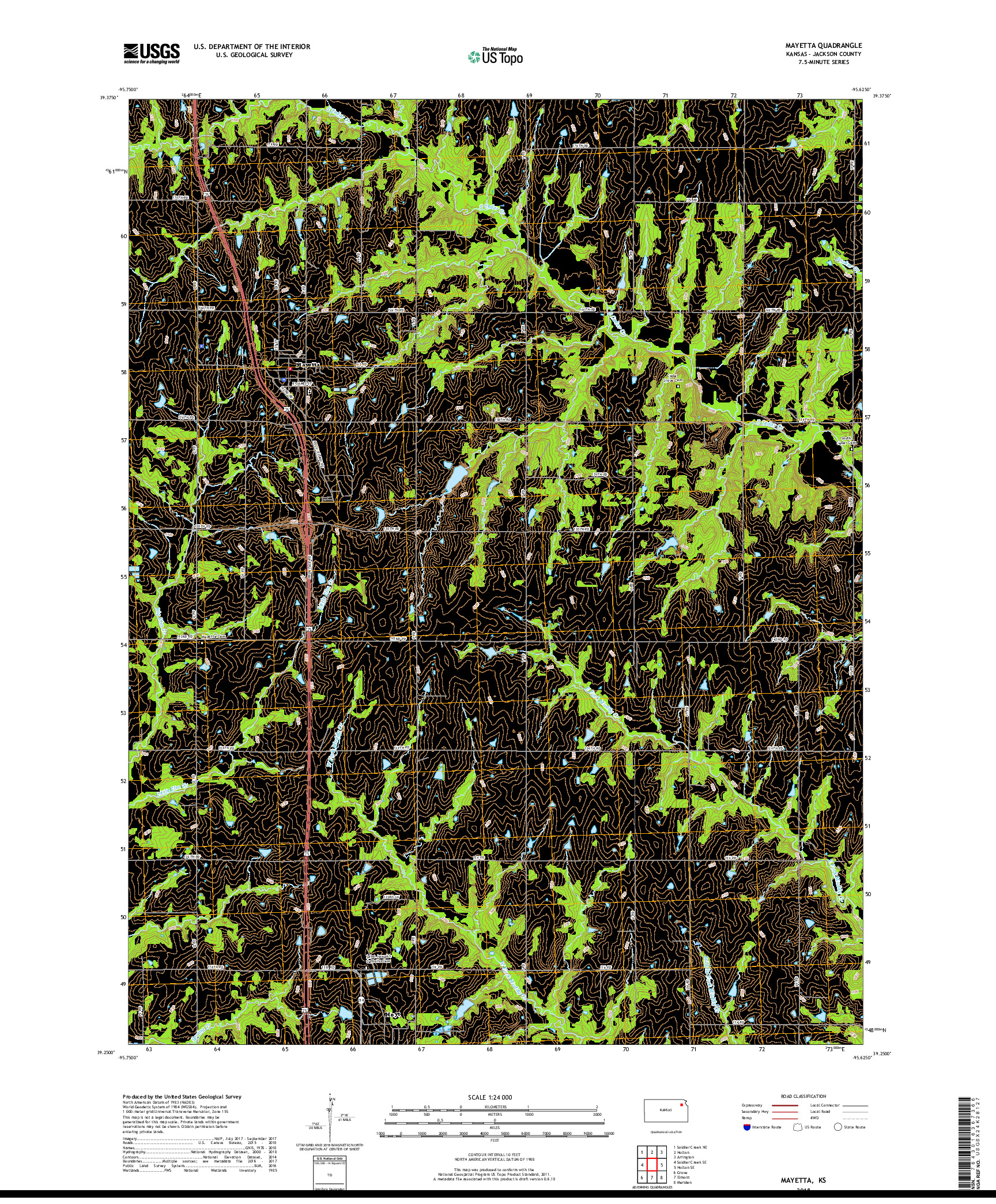 USGS US TOPO 7.5-MINUTE MAP FOR MAYETTA, KS 2018