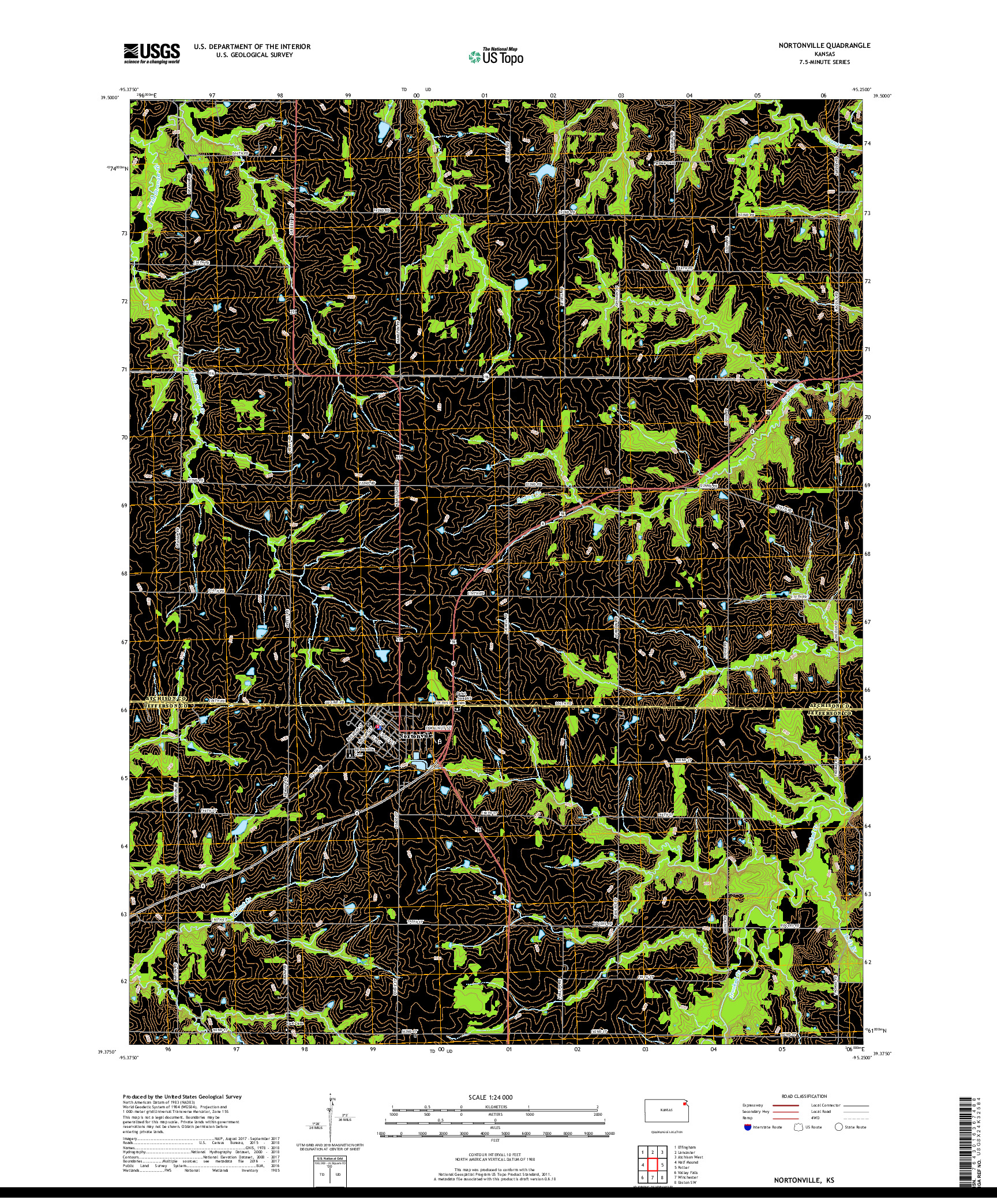 USGS US TOPO 7.5-MINUTE MAP FOR NORTONVILLE, KS 2018