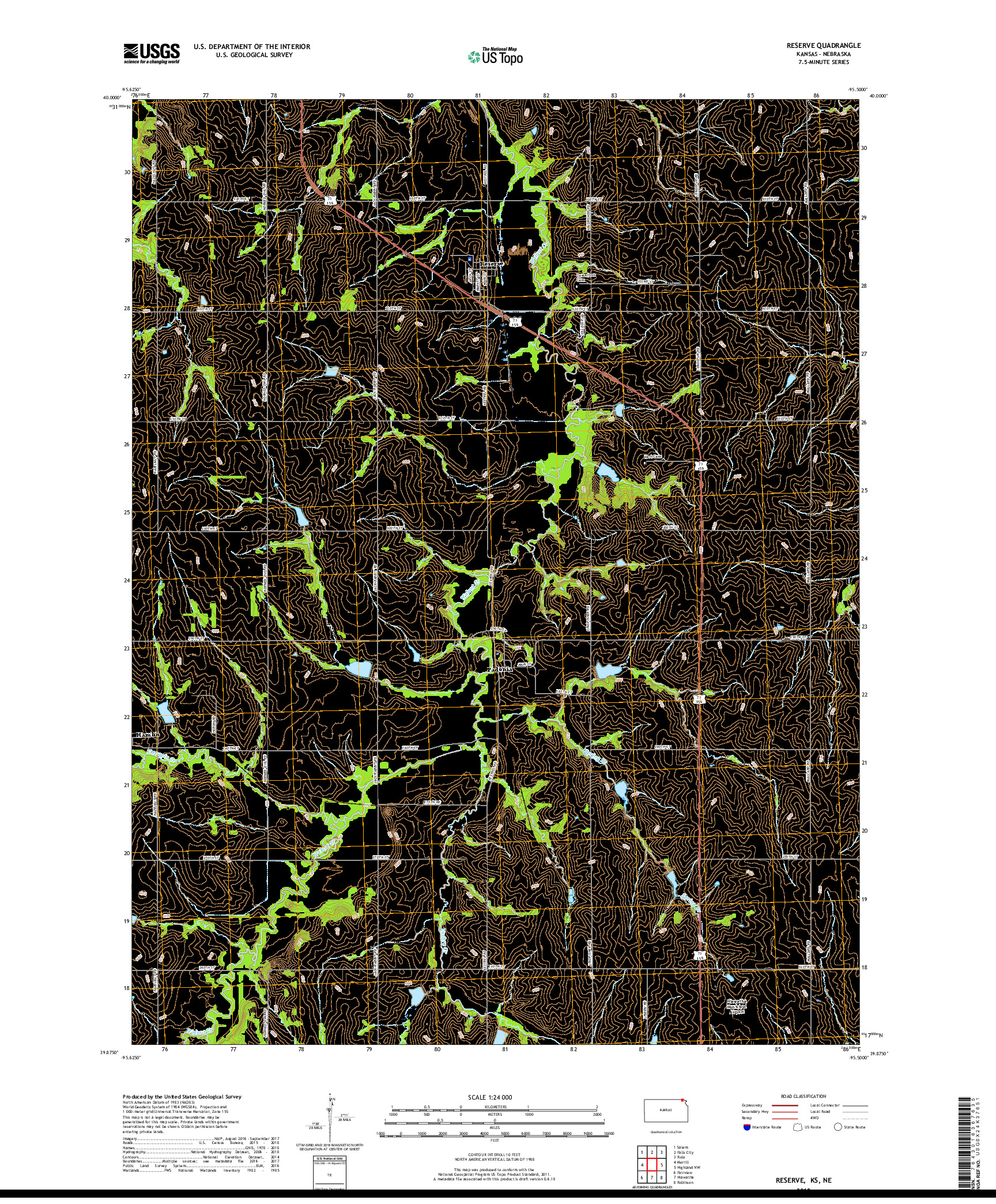 USGS US TOPO 7.5-MINUTE MAP FOR RESERVE, KS,NE 2018