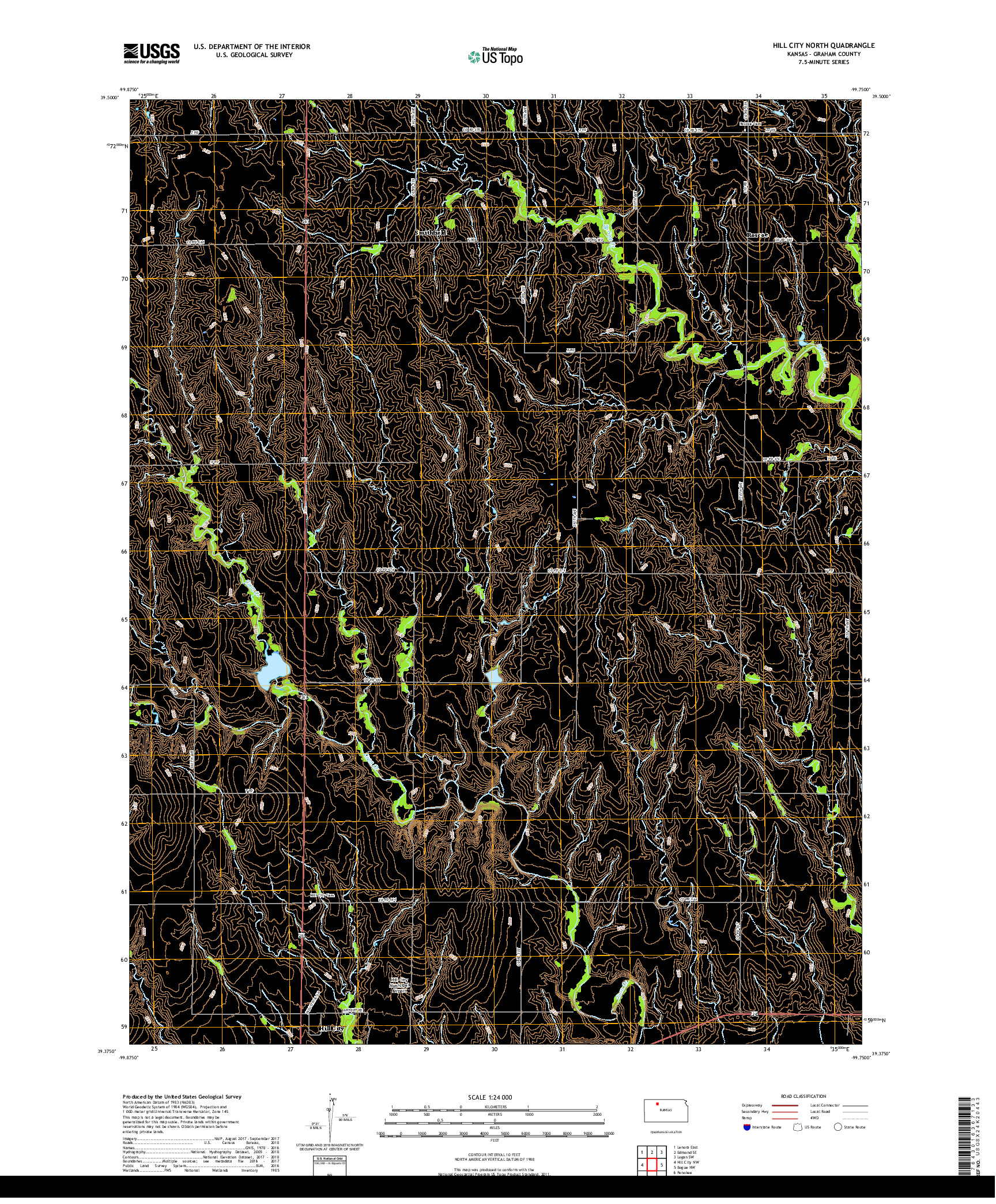 USGS US TOPO 7.5-MINUTE MAP FOR HILL CITY NORTH, KS 2018