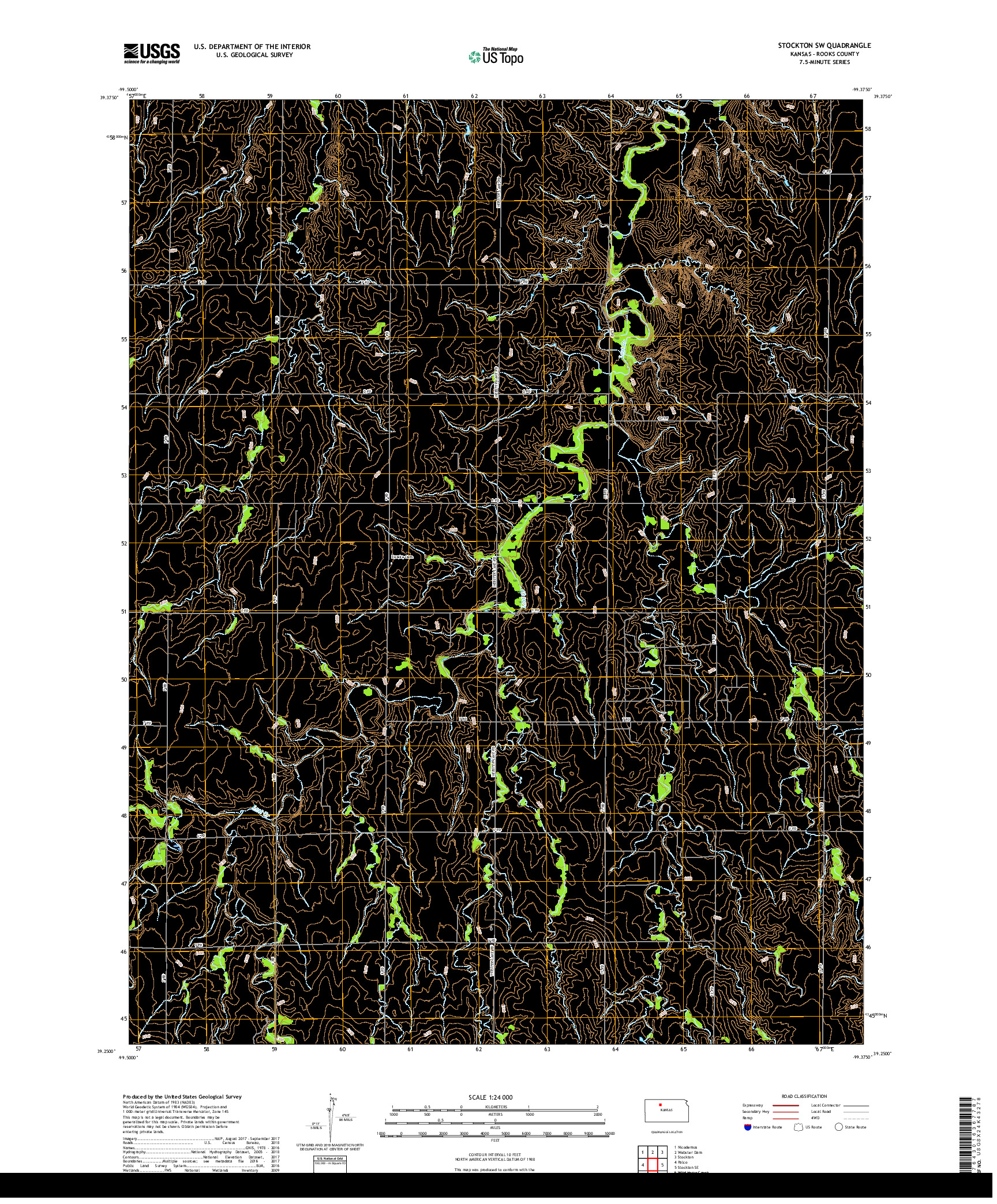 USGS US TOPO 7.5-MINUTE MAP FOR STOCKTON SW, KS 2018