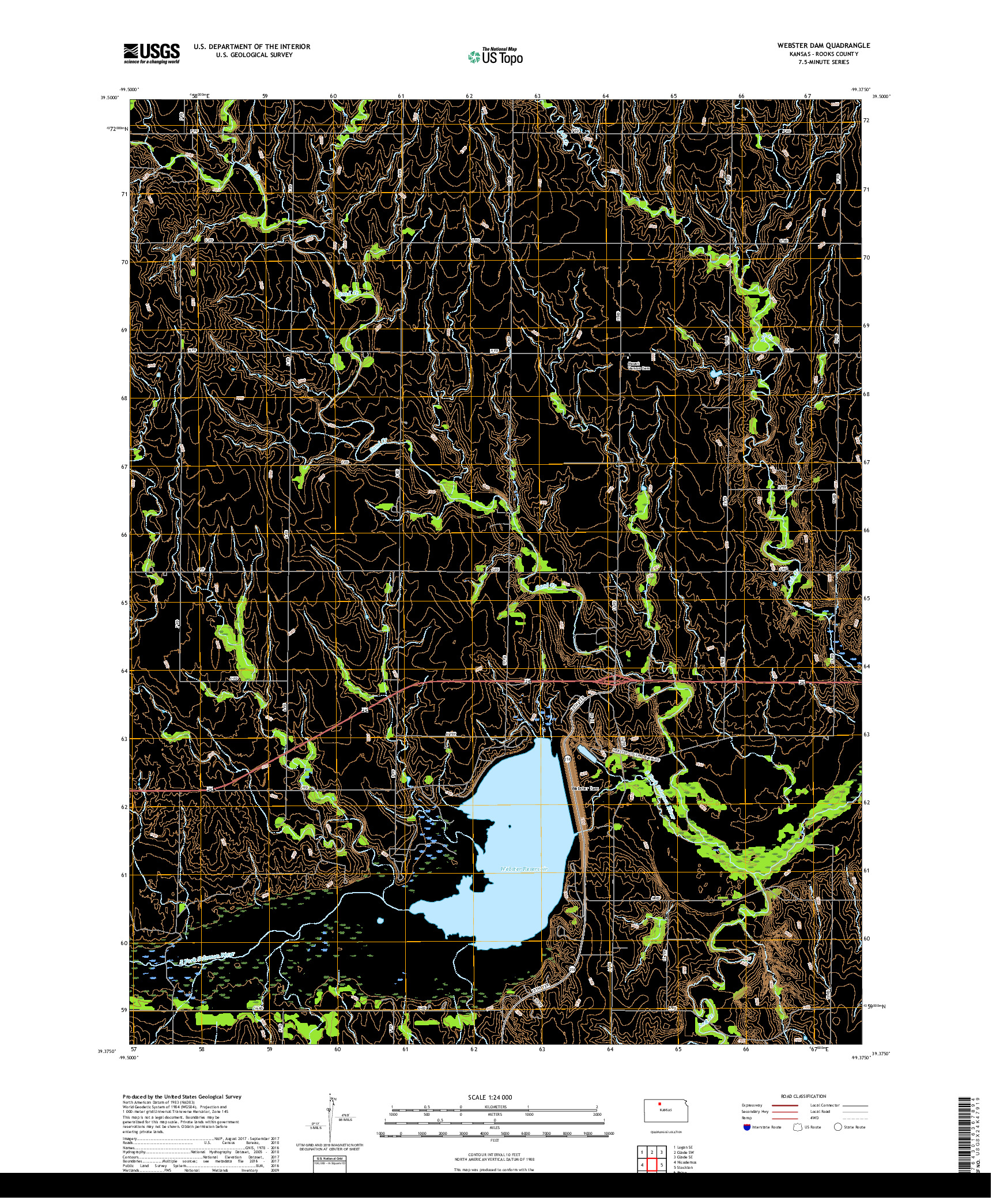 USGS US TOPO 7.5-MINUTE MAP FOR WEBSTER DAM, KS 2018