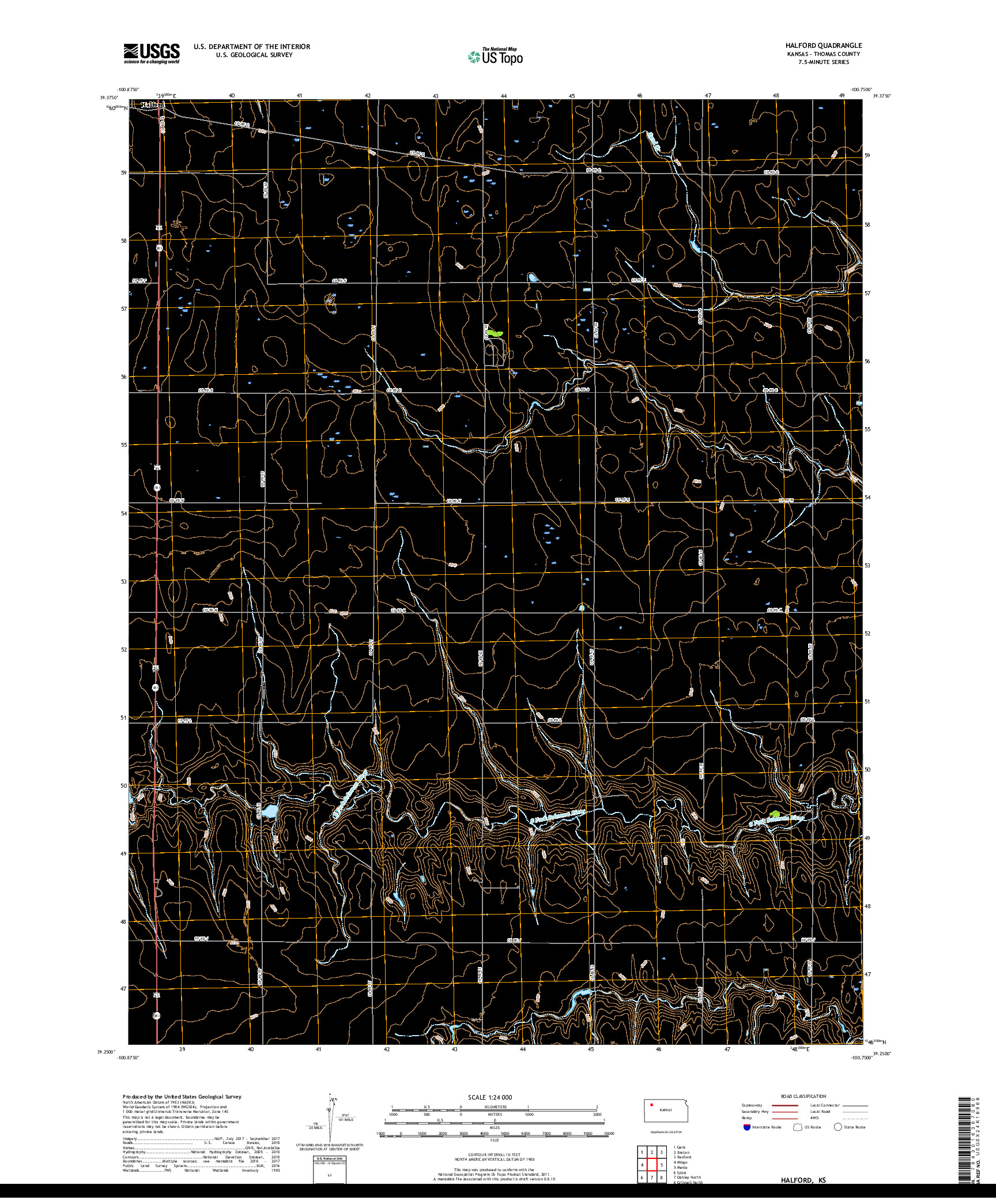 USGS US TOPO 7.5-MINUTE MAP FOR HALFORD, KS 2018