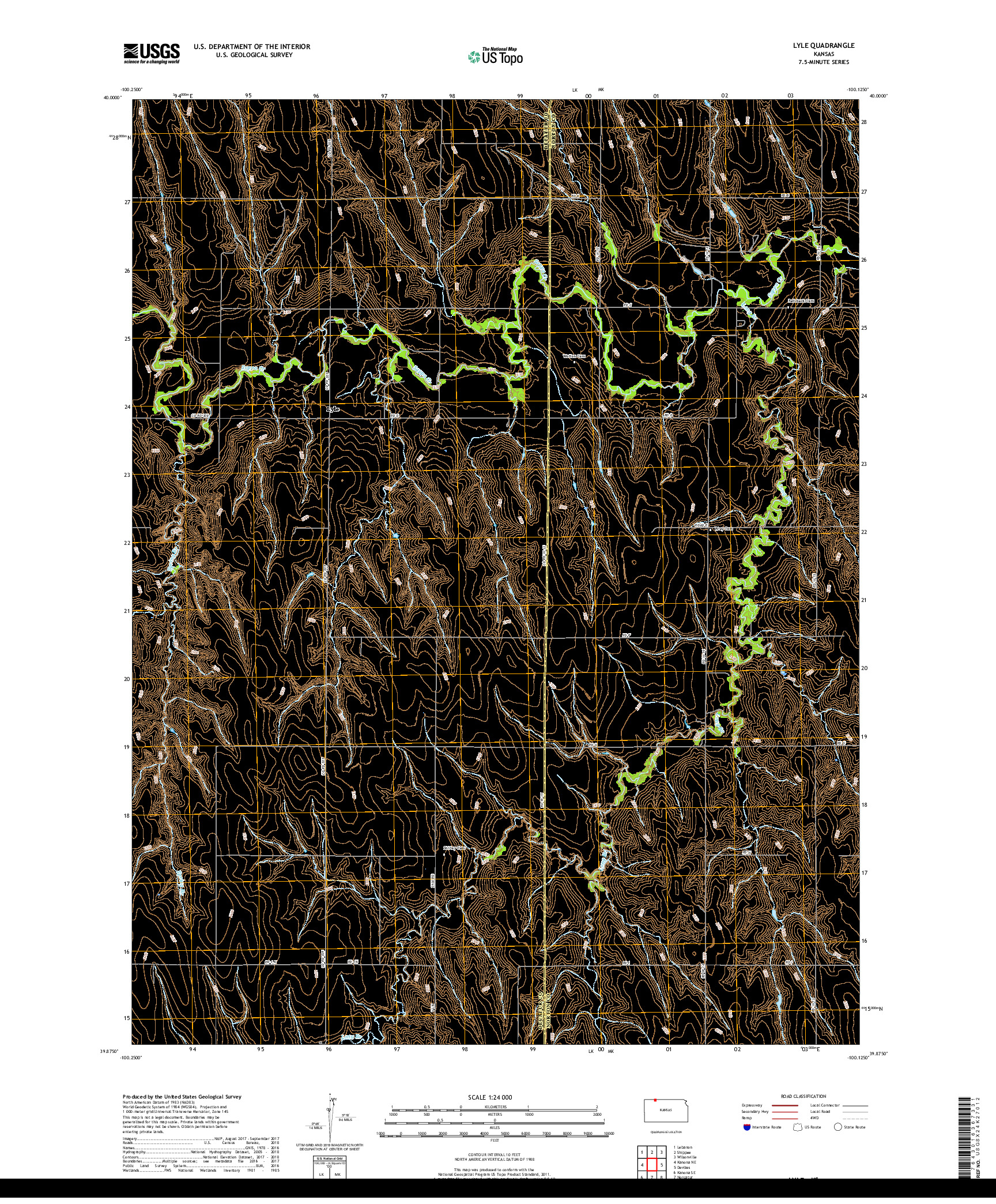 USGS US TOPO 7.5-MINUTE MAP FOR LYLE, KS 2018