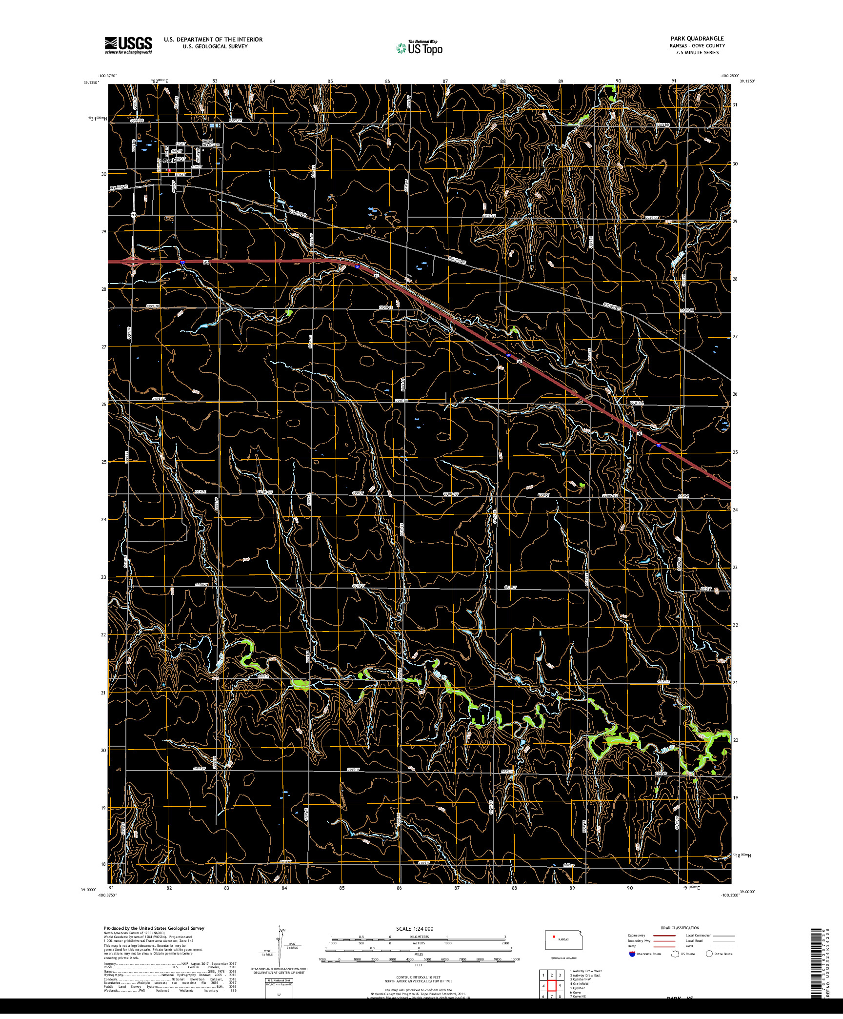 USGS US TOPO 7.5-MINUTE MAP FOR PARK, KS 2018