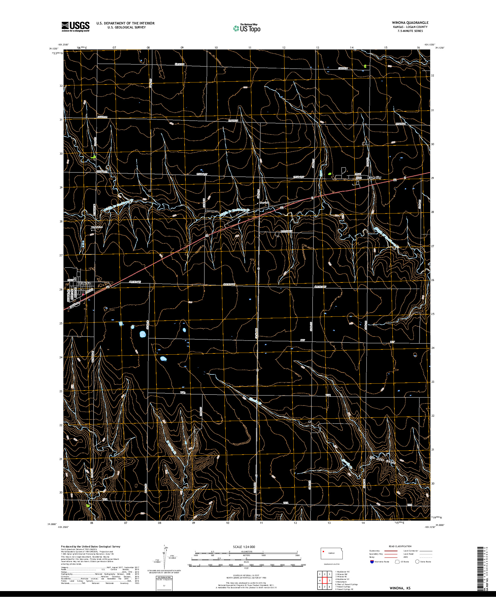 USGS US TOPO 7.5-MINUTE MAP FOR WINONA, KS 2018