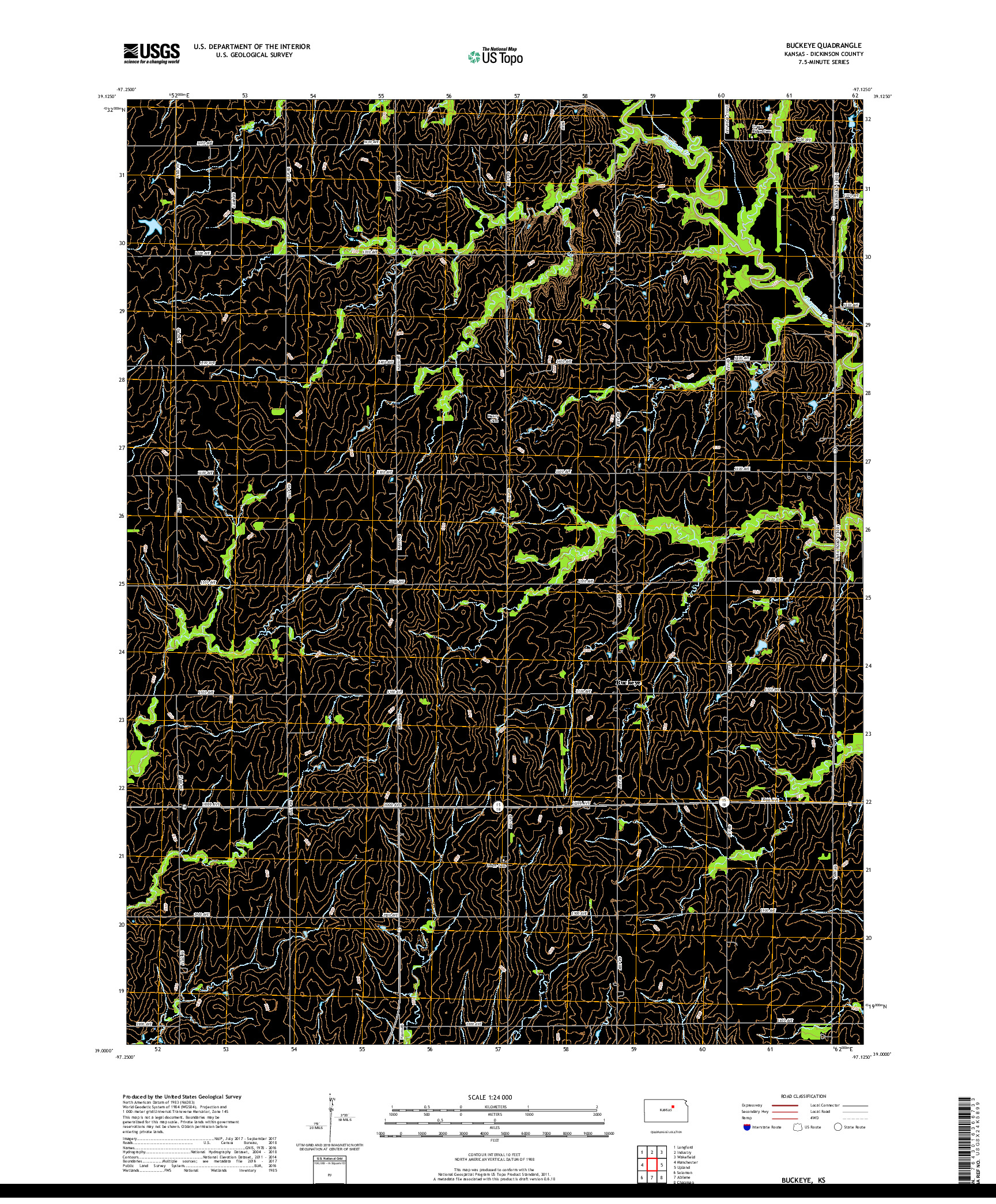 USGS US TOPO 7.5-MINUTE MAP FOR BUCKEYE, KS 2018