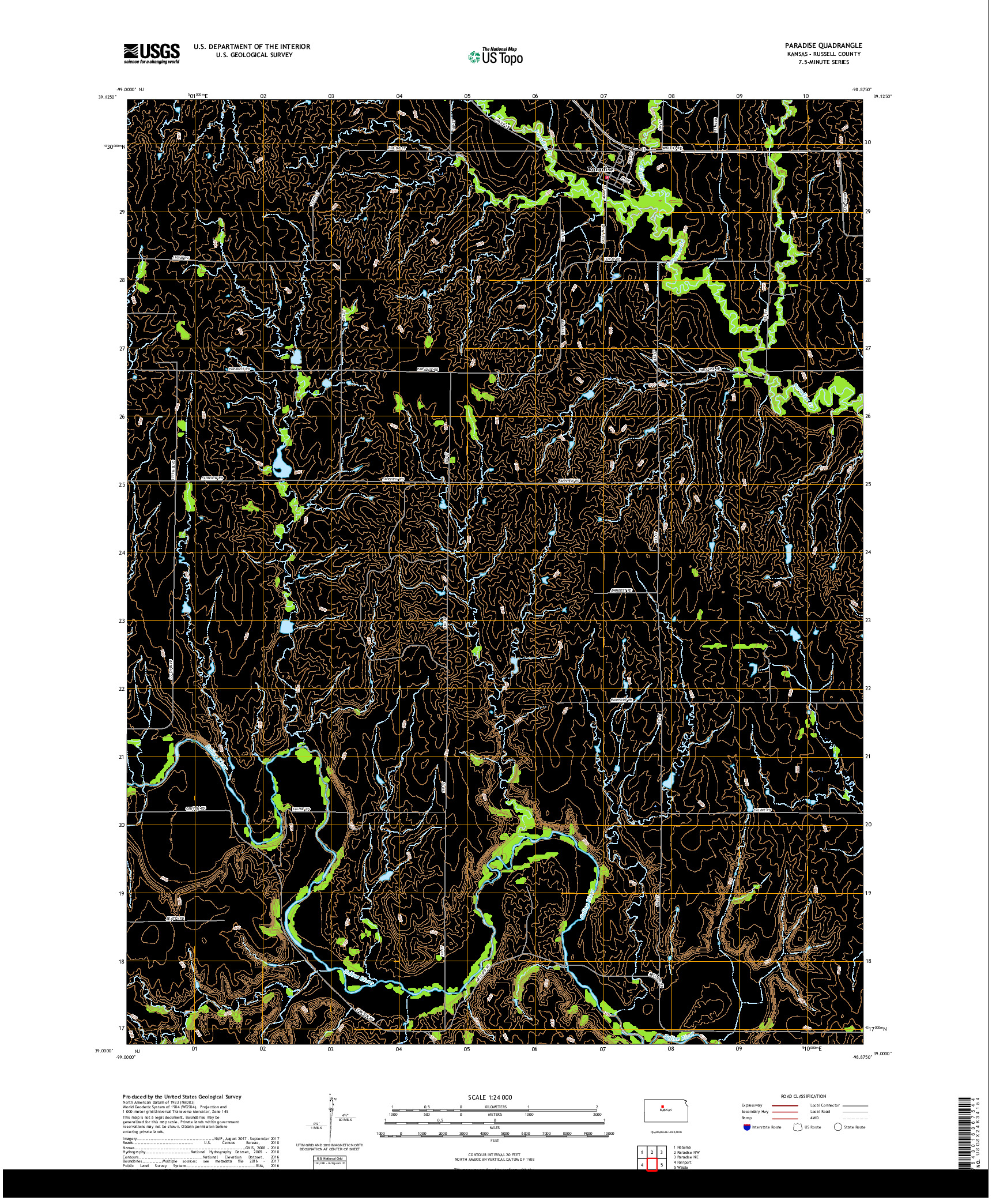 USGS US TOPO 7.5-MINUTE MAP FOR PARADISE, KS 2018