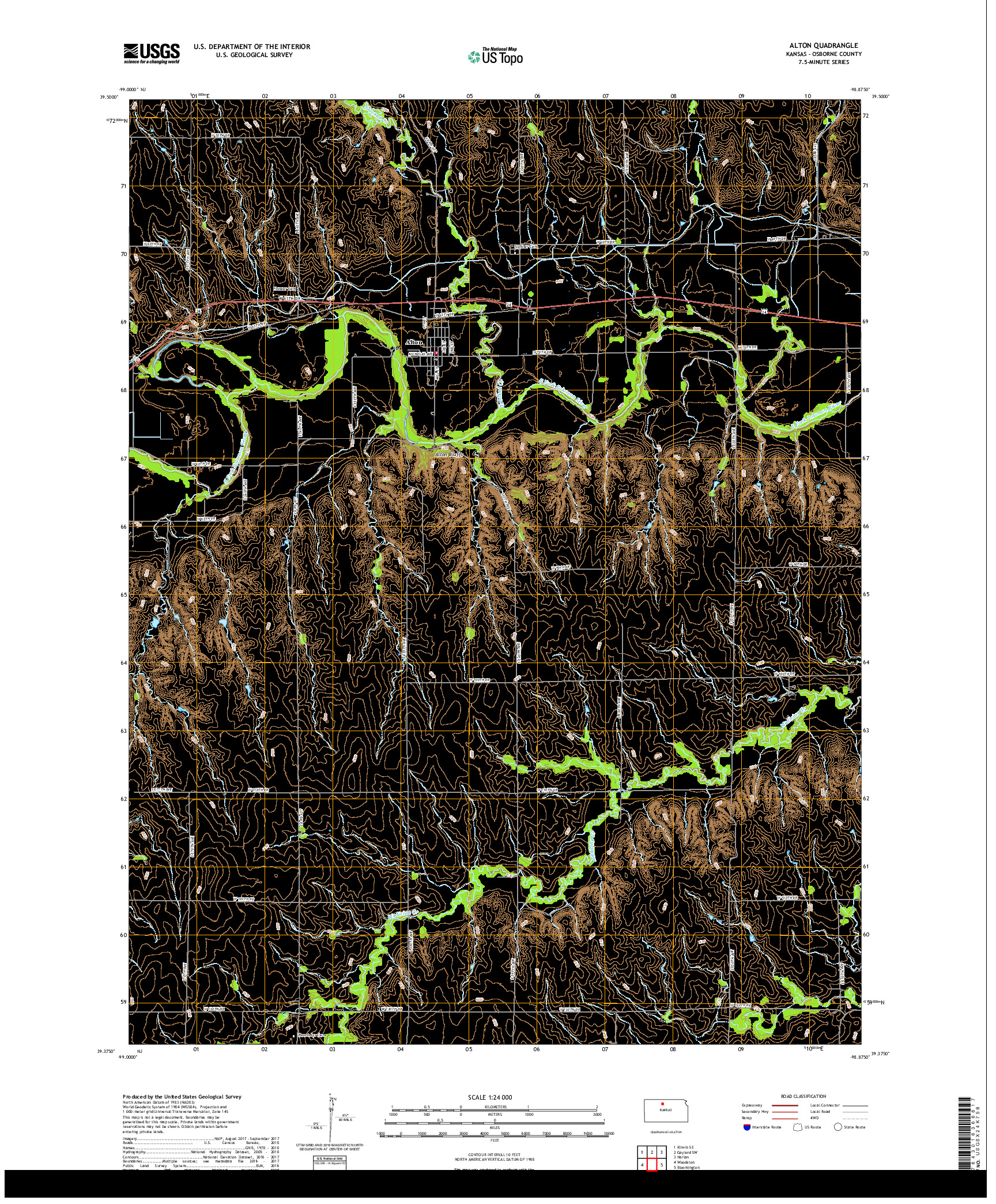 USGS US TOPO 7.5-MINUTE MAP FOR ALTON, KS 2018