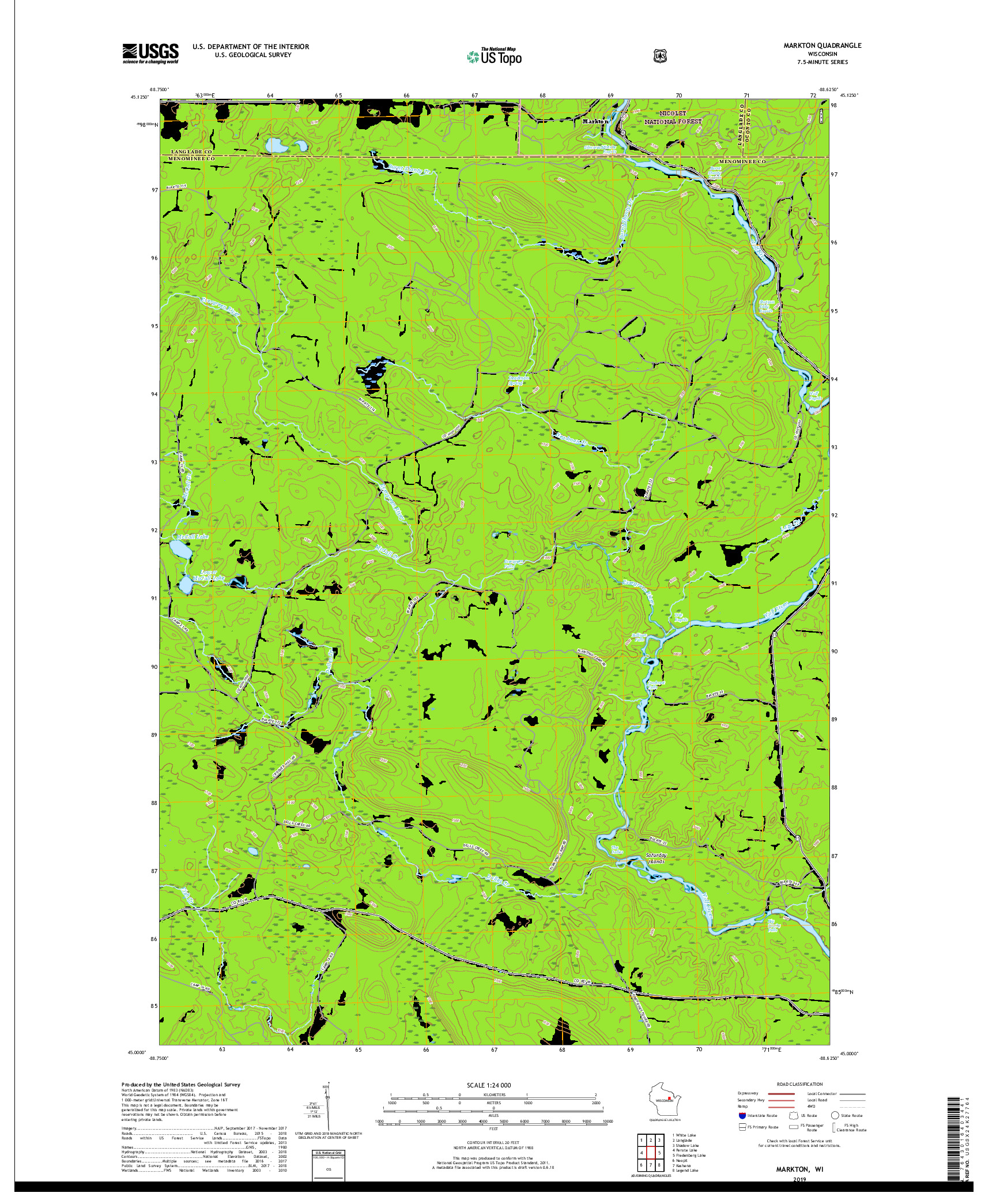 USGS US TOPO 7.5-MINUTE MAP FOR MARKTON, WI 2019