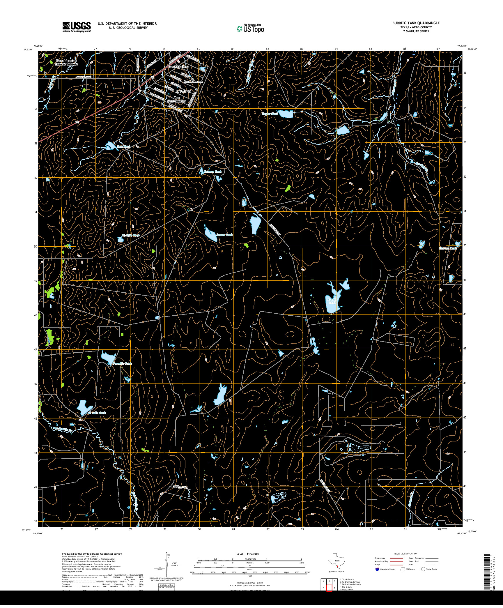 USGS US TOPO 7.5-MINUTE MAP FOR BURRITO TANK, TX 2019