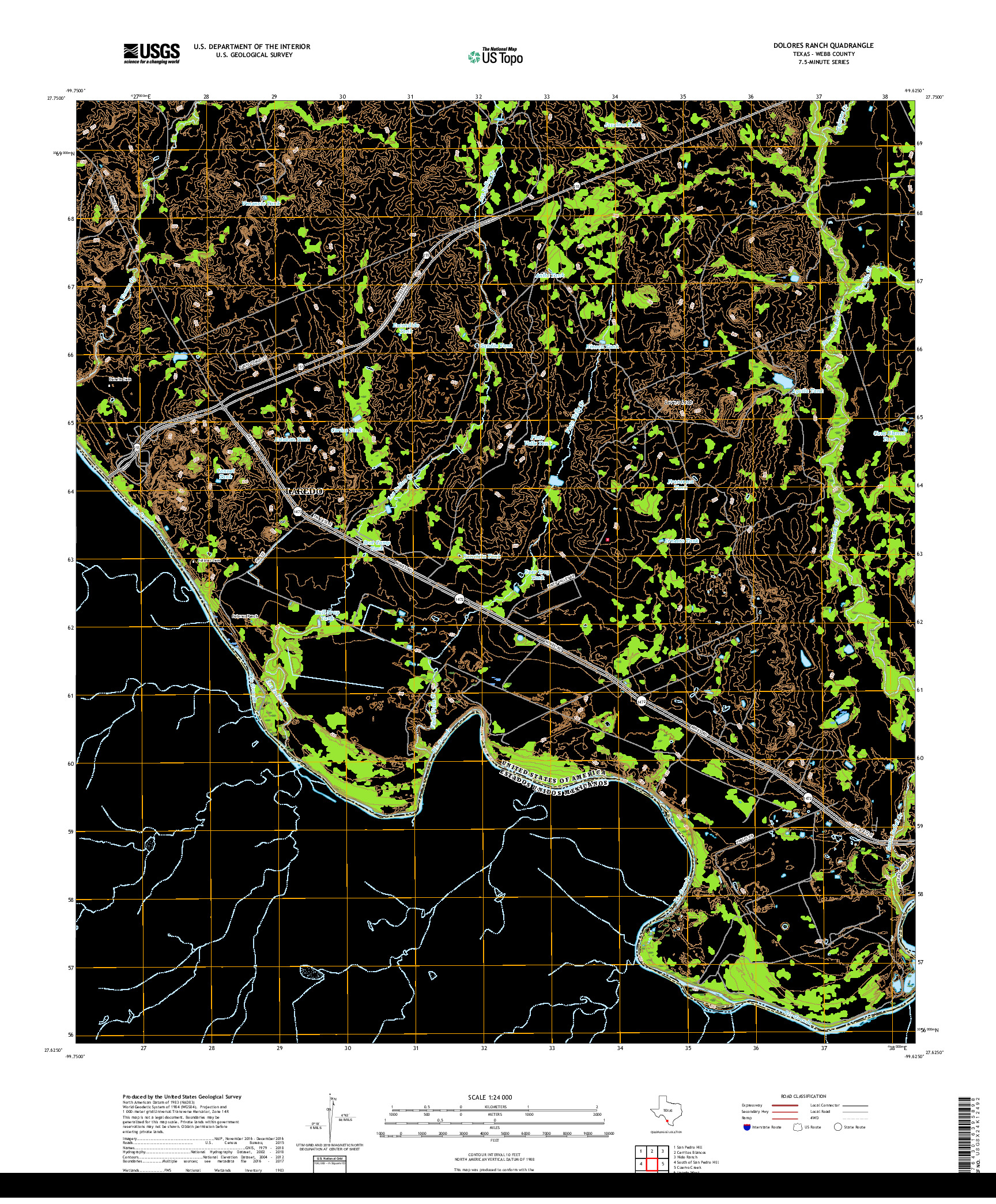 USGS US TOPO 7.5-MINUTE MAP FOR DOLORES RANCH, TX,TAM,NLE 2019