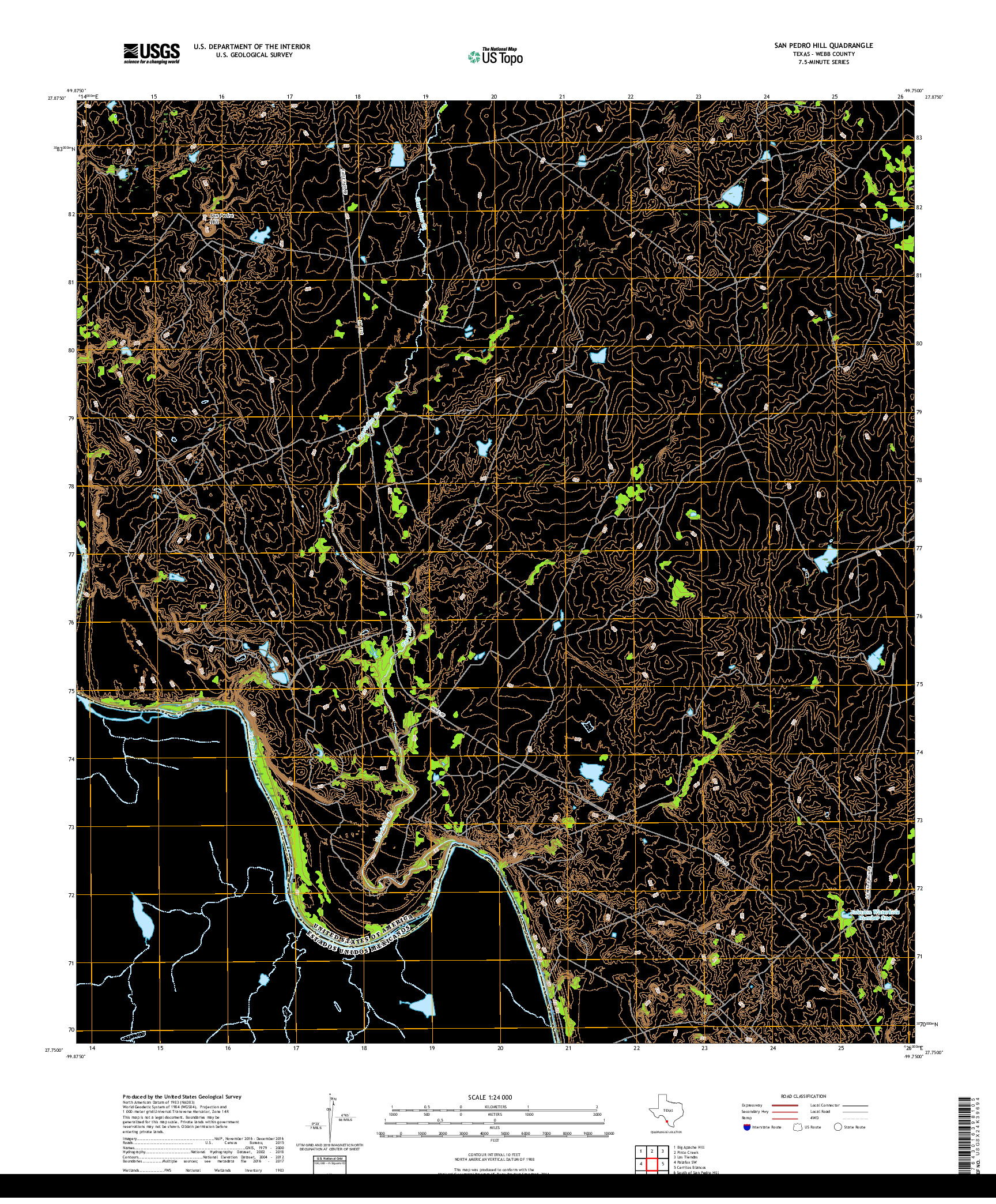 USGS US TOPO 7.5-MINUTE MAP FOR SAN PEDRO HILL, TX,COA,NLE 2019