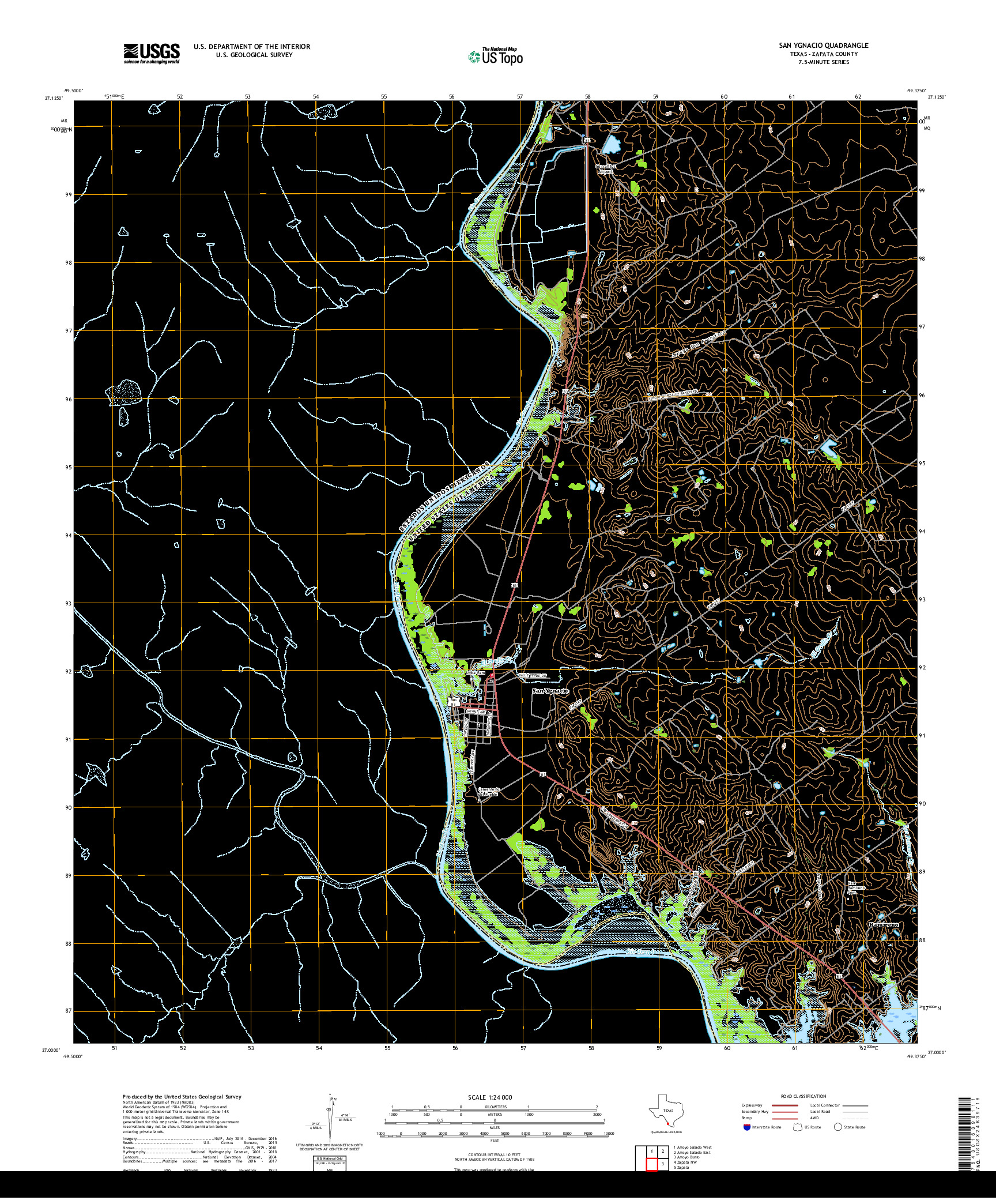 USGS US TOPO 7.5-MINUTE MAP FOR SAN YGNACIO, TX,TAM 2019