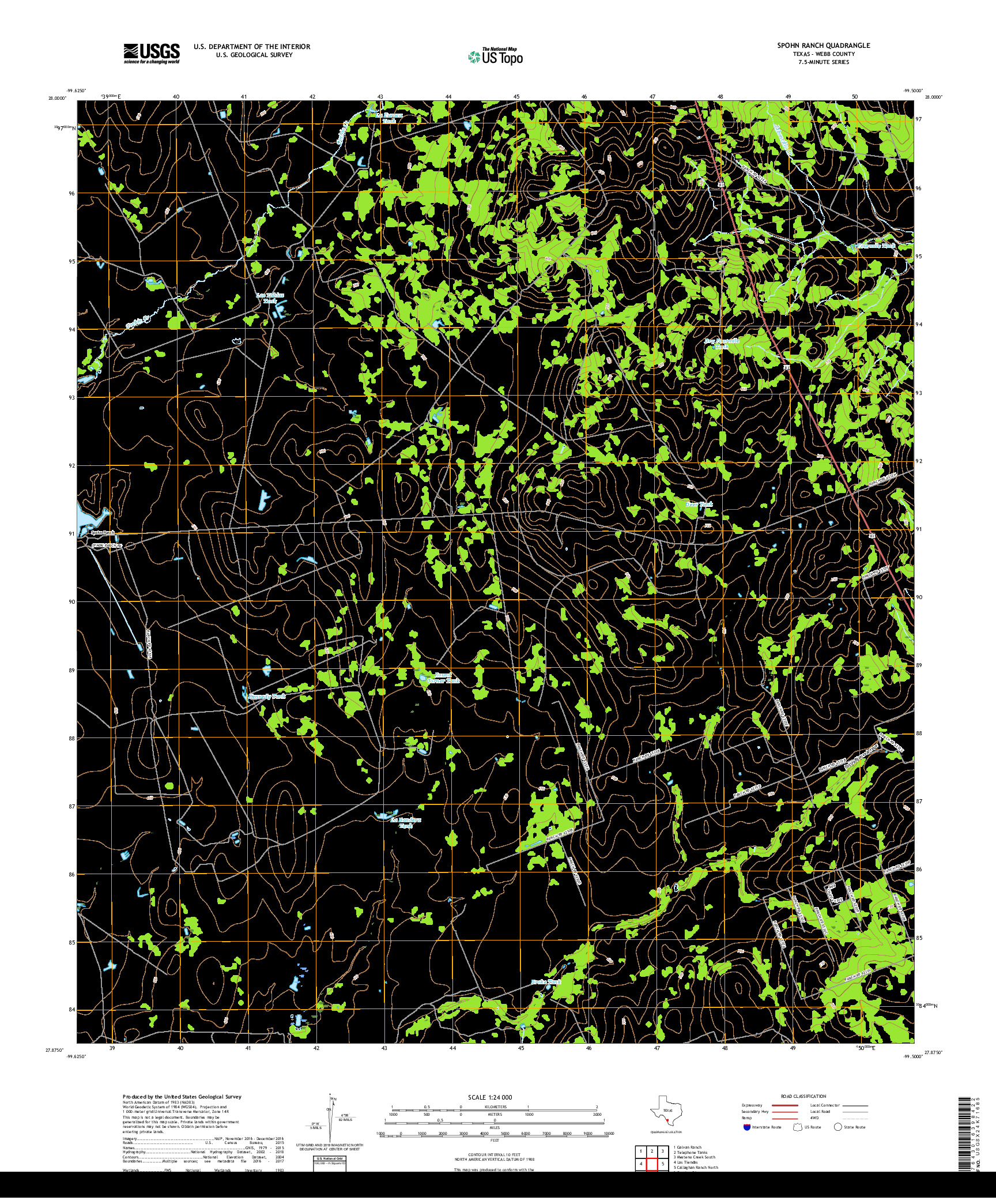 USGS US TOPO 7.5-MINUTE MAP FOR SPOHN RANCH, TX 2019