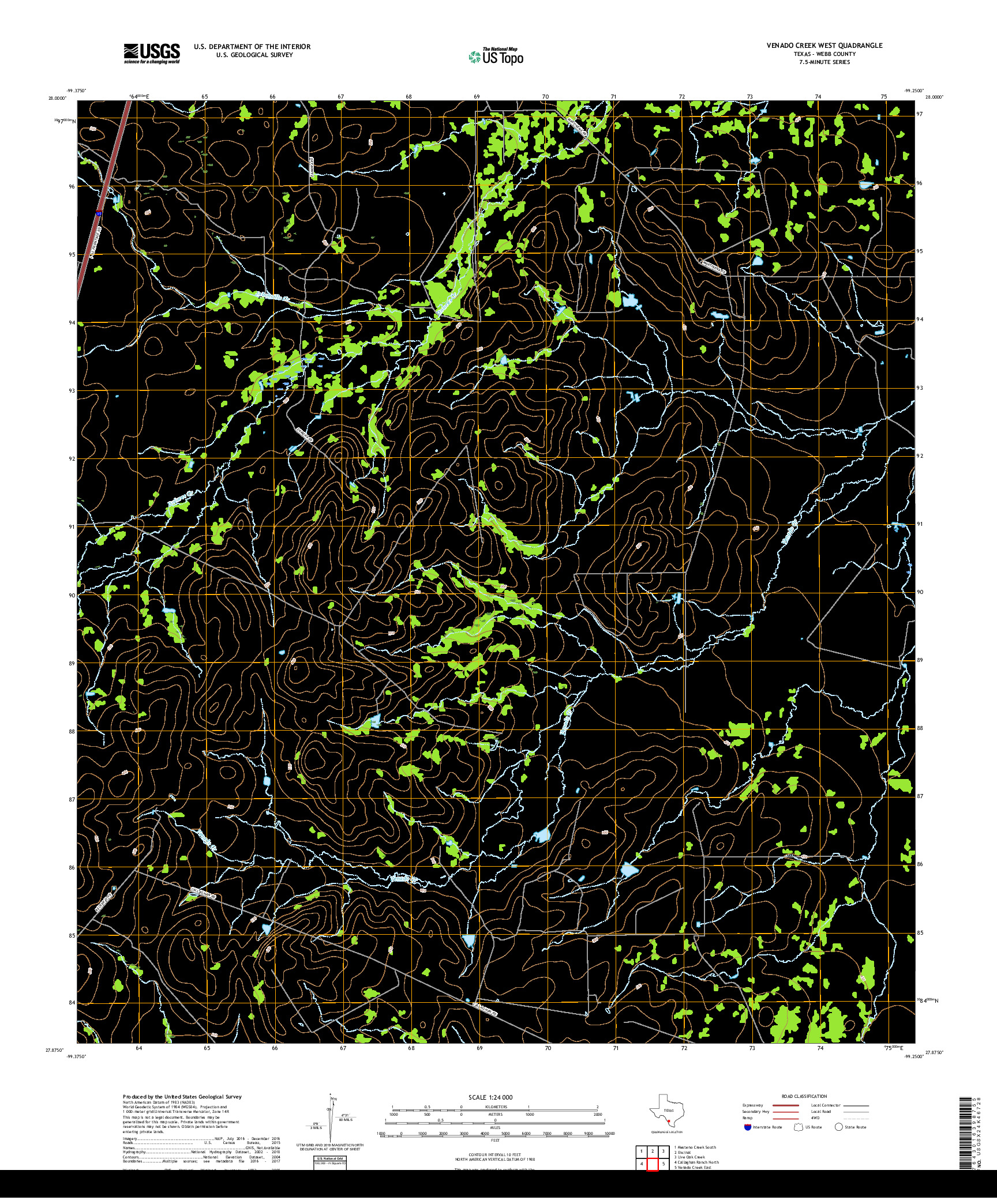 USGS US TOPO 7.5-MINUTE MAP FOR VENADO CREEK WEST, TX 2019